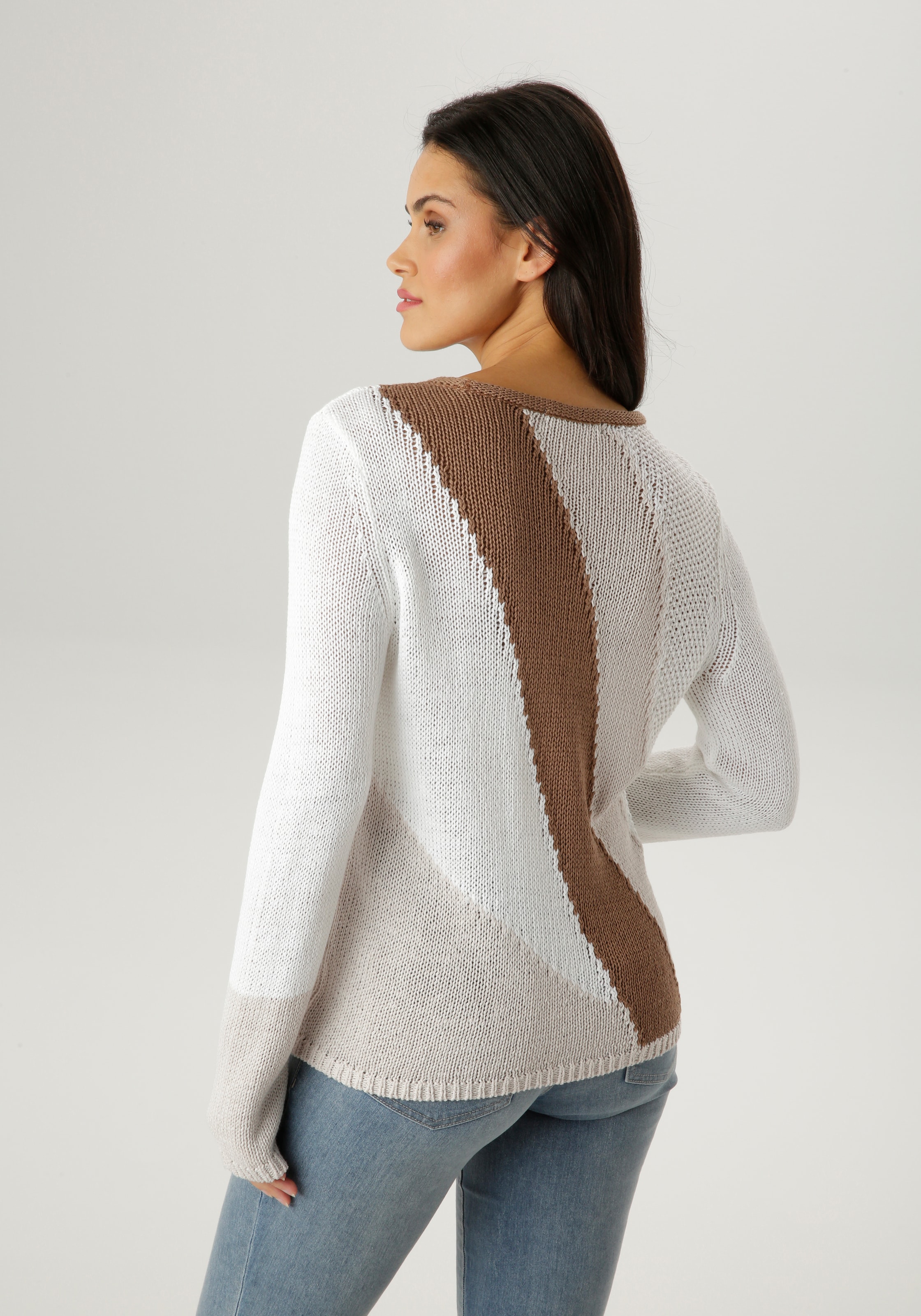 Aniston SELECTED Strickpullover mit Rollkante am Rundhalsausschnitt
