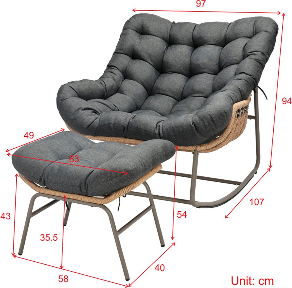 KONIFERA Schaukelstuhl »Ferrol« (Set) inklusive Fußhocker, mit Auflagen