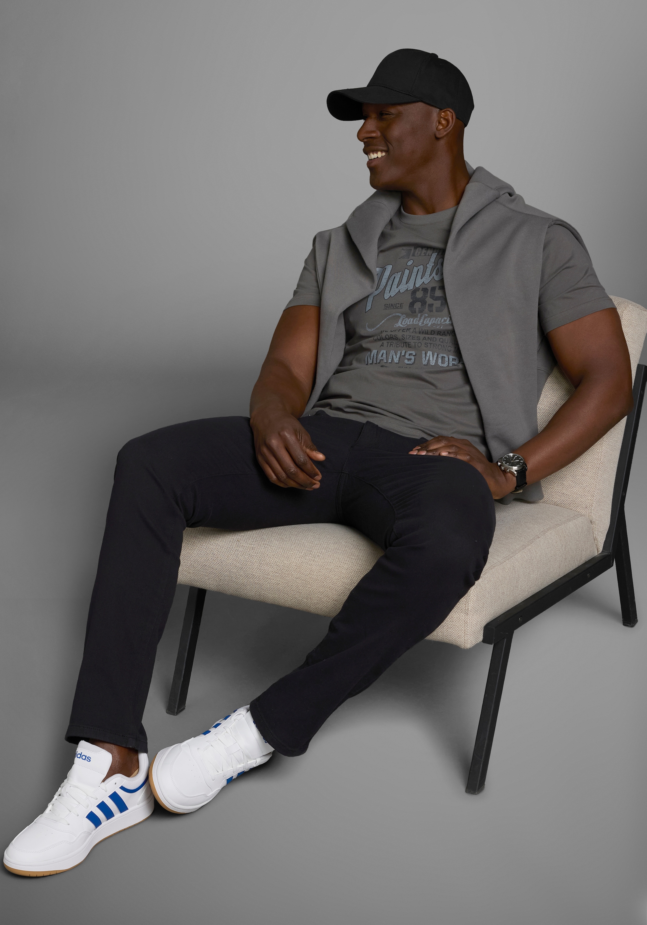 Man's World T-Shirt, Kurzarm, mit stylischem Print, Rundhalsausschnitt, aus Baumwolle