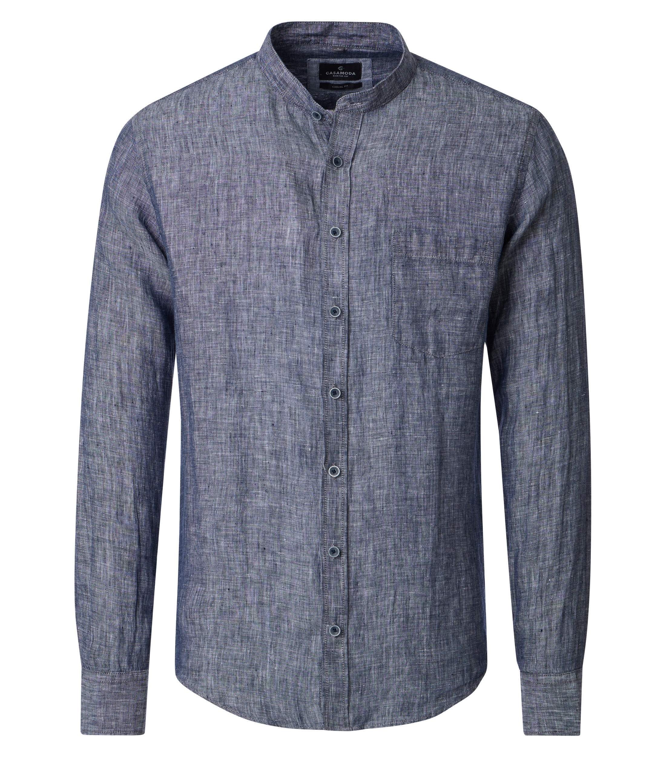 Leinenhemd CASAMODA "CASAMODA Leinenhemd uni", Herren, Gr. 3XL, Normalgrößen, blau, 100% Leinen, unifarben, lässig geschnitten, Hemden