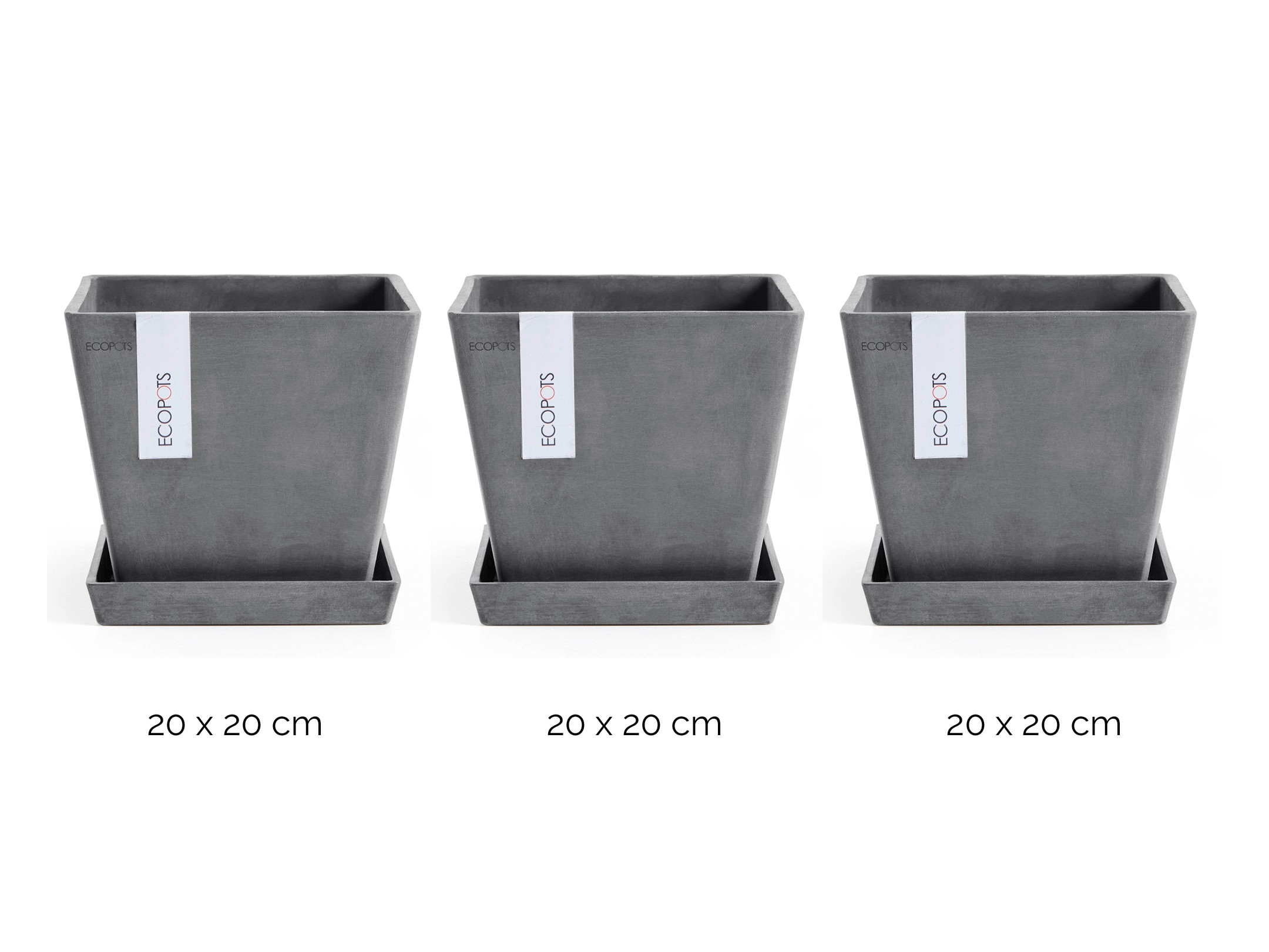 ECOPOTS Blumentopf »Rotterdam«, (Set, 3 St.), mit passenden Untersetzern
