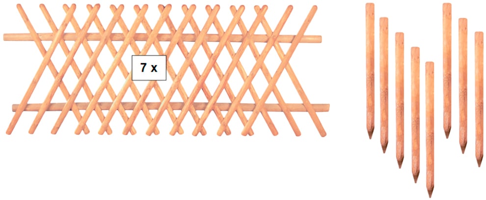 Tetzner & Jentzsch Gartenzaun "Jägerzaun Jefferson 5", 80 cm hoch, 7 Elemente für 17,5 Meter Zaun, mit 8 Pfosten