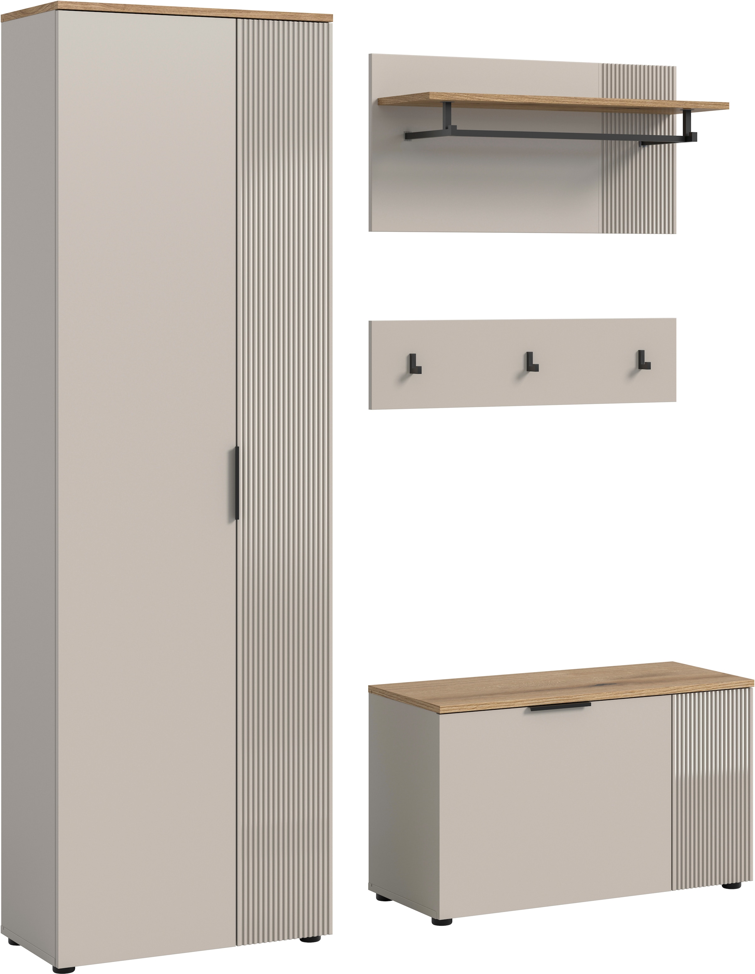 Home affaire Garderoben-Set "EDIL, Breite 155 cm, 4-teilig, Front mit hochw günstig online kaufen