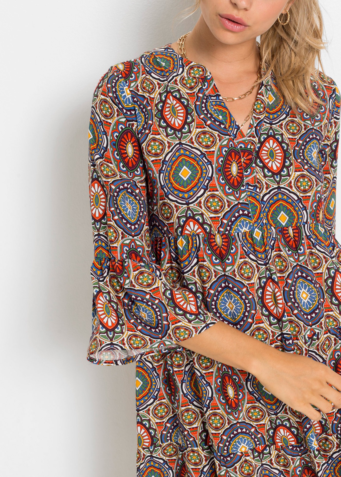 Thumbnail - bonprix Minikleid "Minikleid aus fließender Viskose" für eleganten Auftritt, aus Viskose, in A-Linie, mit 3/4-Ärmeln