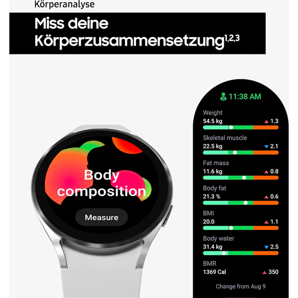 Samsung Smartwatch »Galaxy Watch 4 44mm LTE«, (Wear OS by Google Fitness Uhr, Fitness Tracker, Gesundheitsfunktionen)