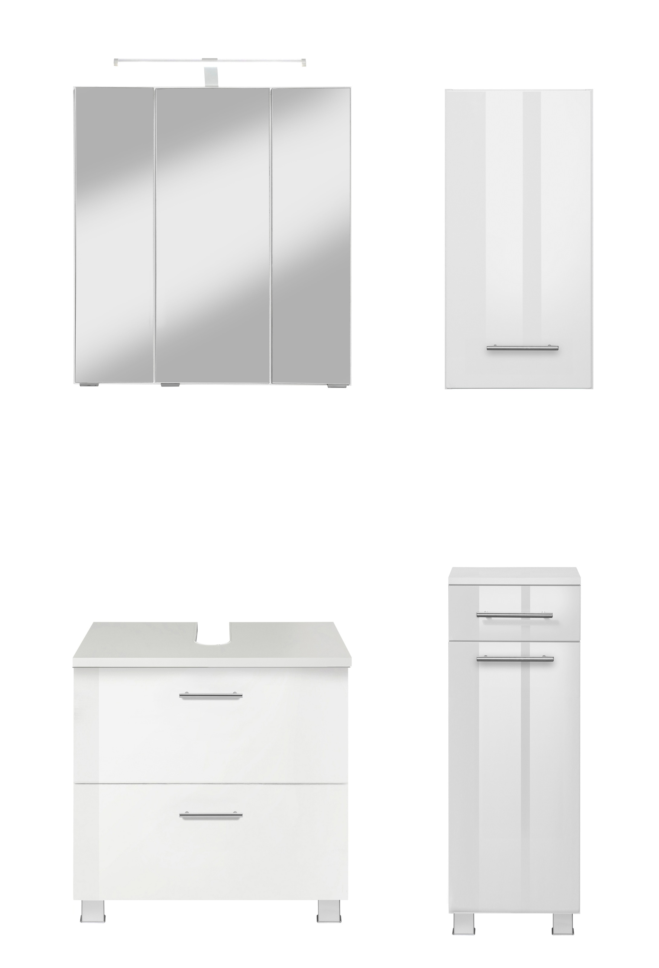 welltime "Trento, Badezimmer-Set, Waschbeckenunterschrank, Hängeschrank" 4 Stk. tlg.