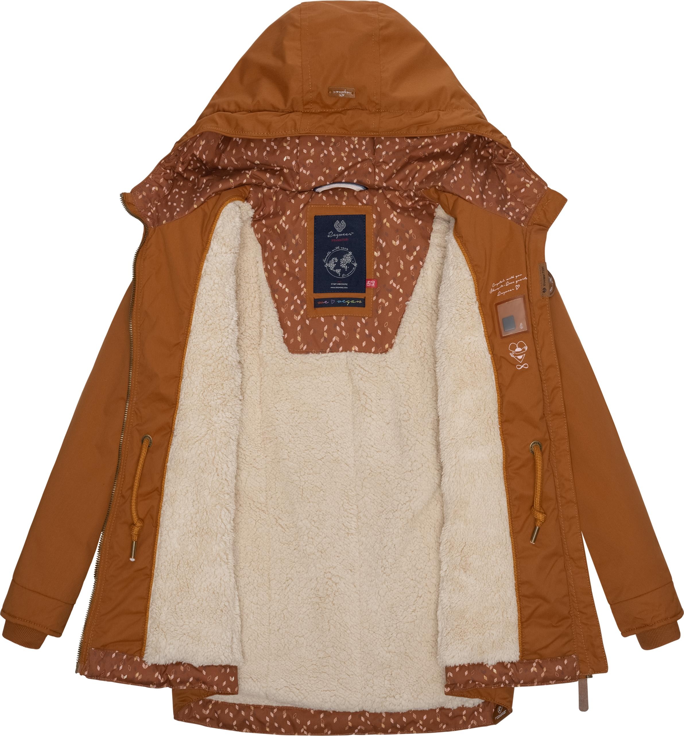 Ragwear Winterjacke »Layra«, mit Kapuze, Jacke mit flauschig warmem Teddyfell-Innenfutter