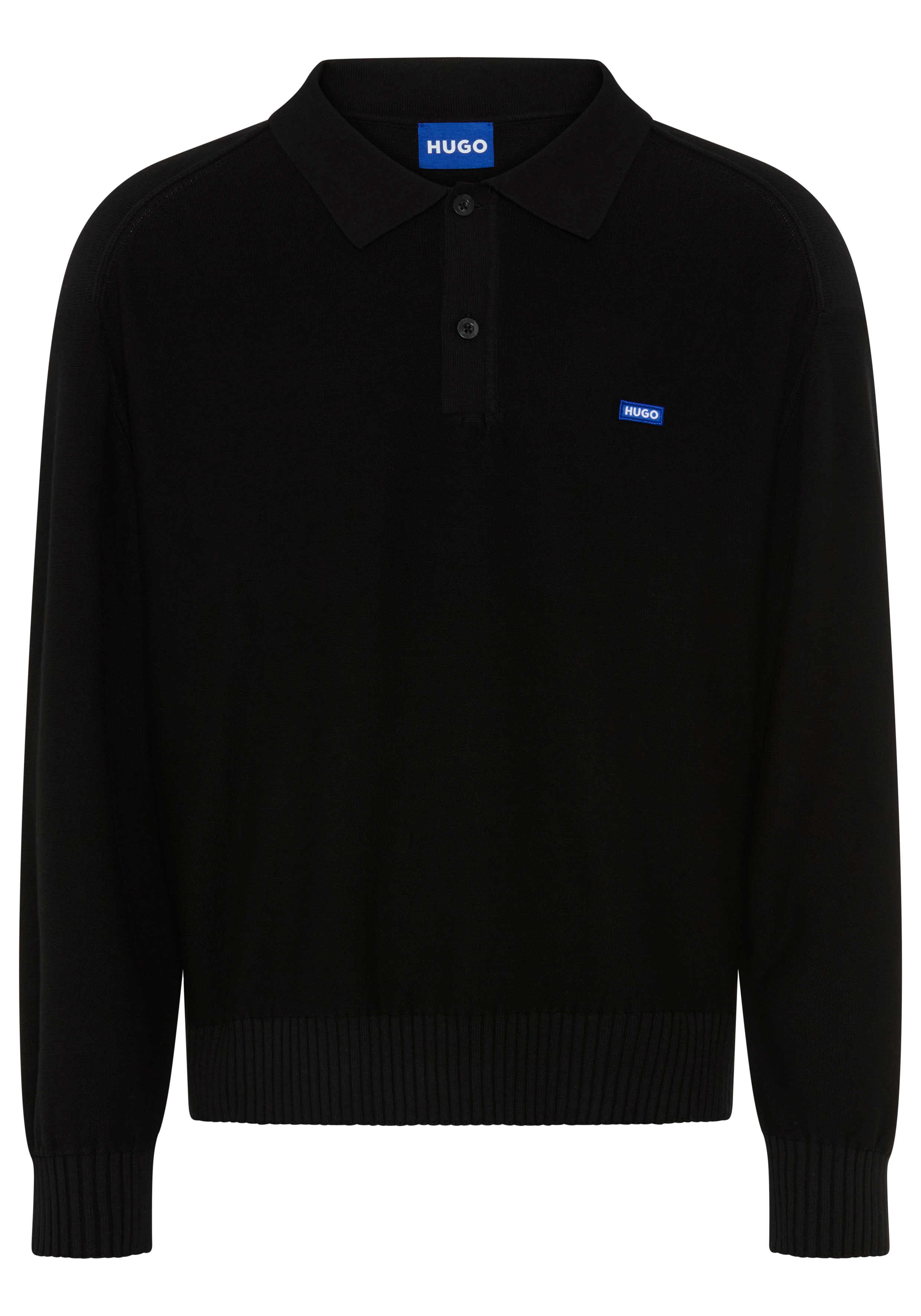 HUGO Strickpullover "San Patty" Polokragen, Knopfleiste, Regular Fit, reine Baumwolle