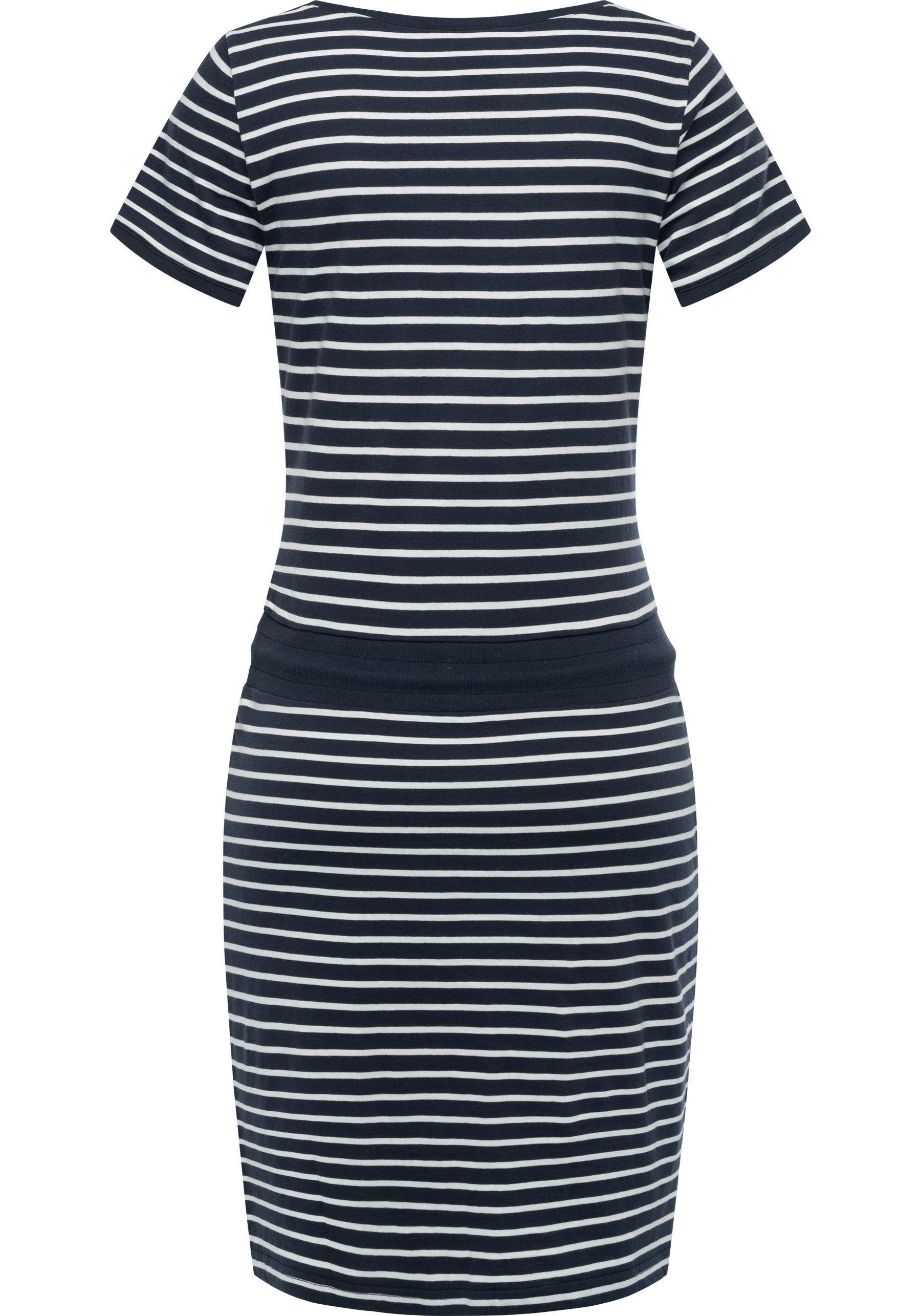 Ragwear Sommerkleid »Baomi«, gestreiftes Damen Minikleid mit Taillenkordel und Taschen