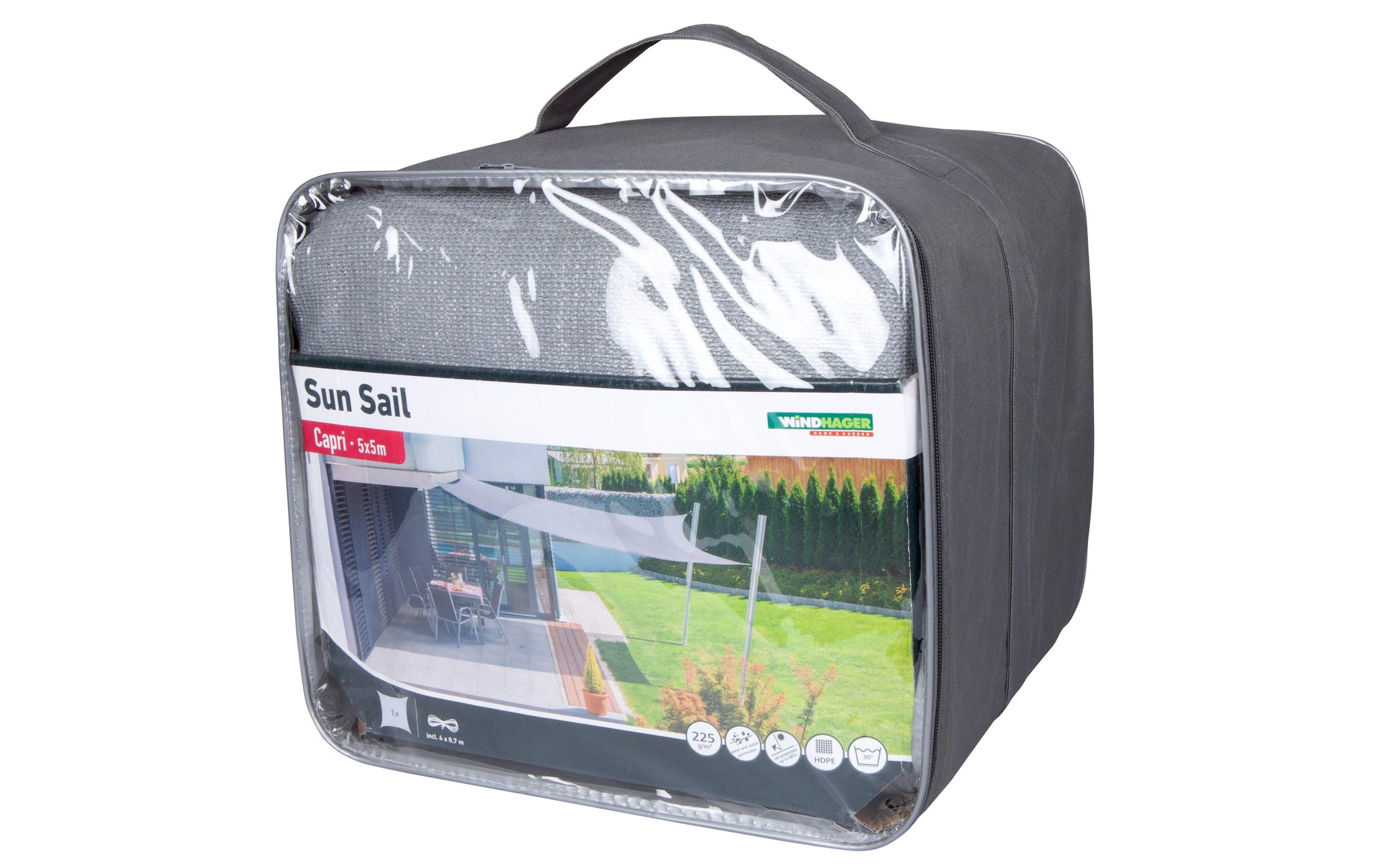 Windhager Sonnensegel »500 cm, Quadratisch, Grau«