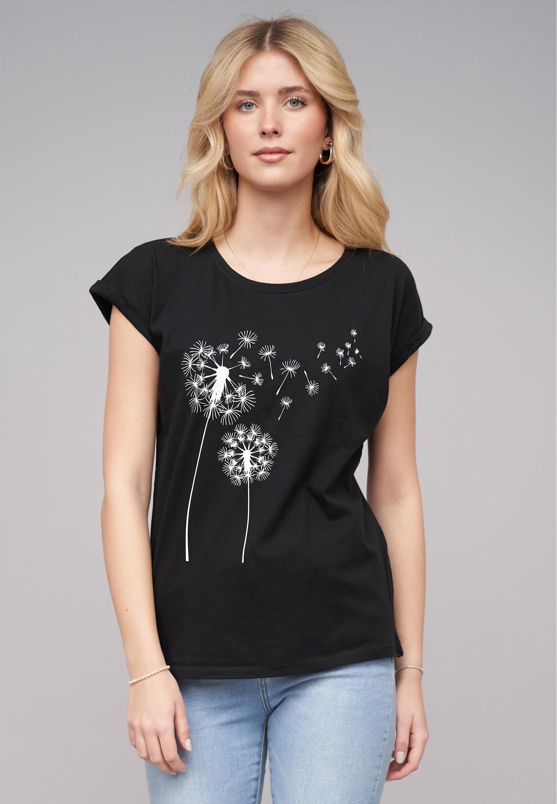 CLOUD 5IVE T-Shirt »CLOUD 5IVE Ladies 77 Pusteblume Black Tee«, (1 tlg.)
