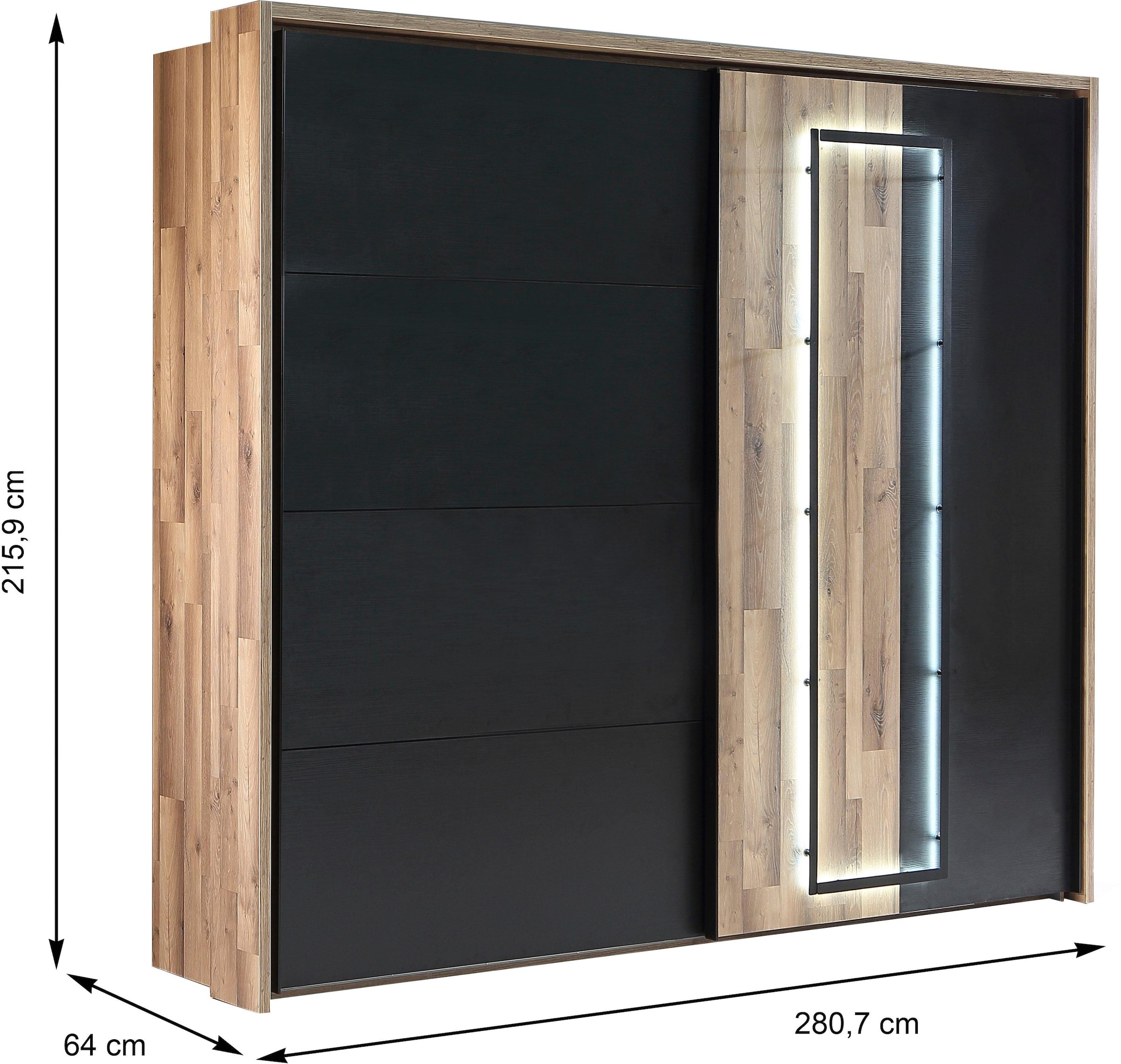 FORTE Schwebetürenschrank »Sirius Crown«, mit LED-Beleuchtung