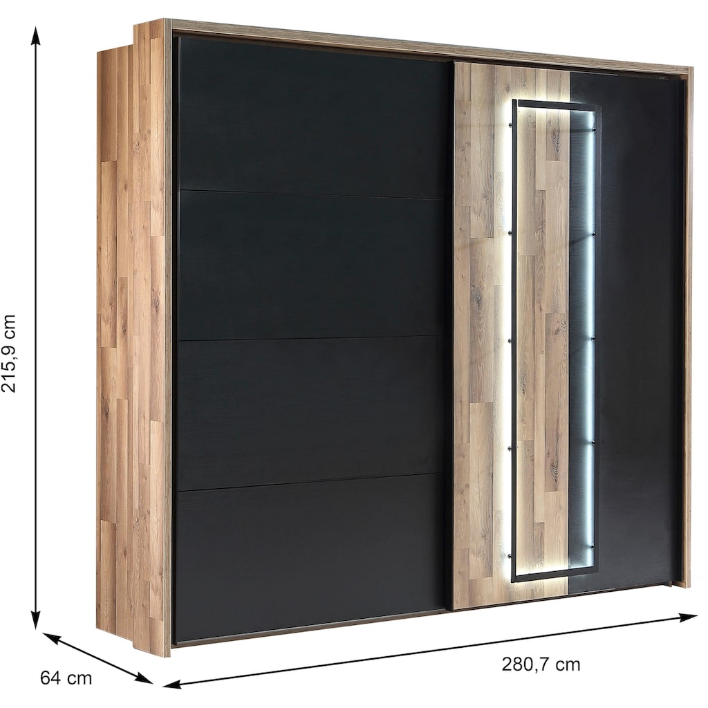 FORTE Schwebetürenschrank »Sirius Crown«, mit LED-Beleuchtung