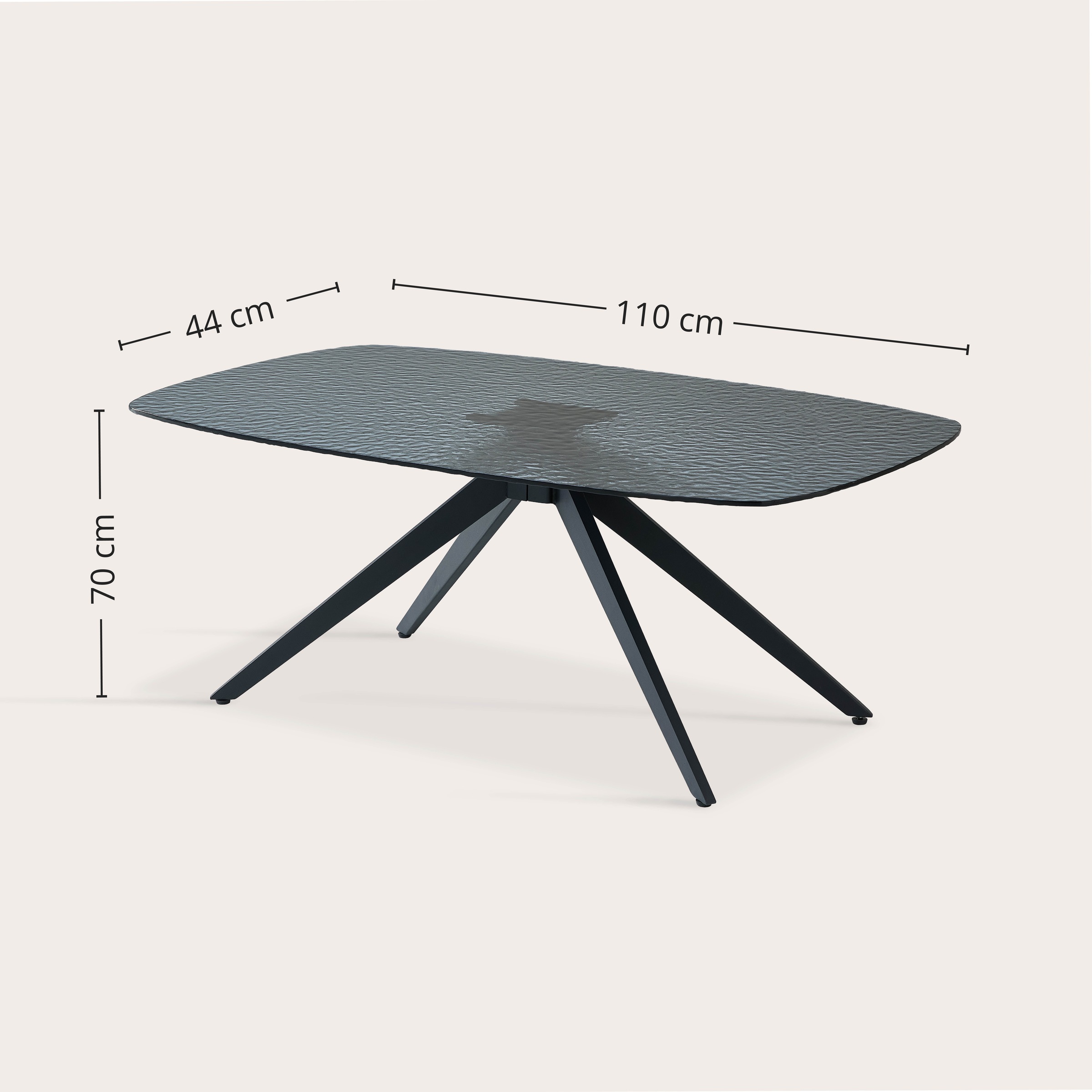 Stolkom Couchtisch »Elias Glastisch schwarz, Wohnzimmertisch BxHxT 110x44x70 cm«, Sicherheitsglas Bruchsicher, Glasplatte Wasserwelle schwarz getönt