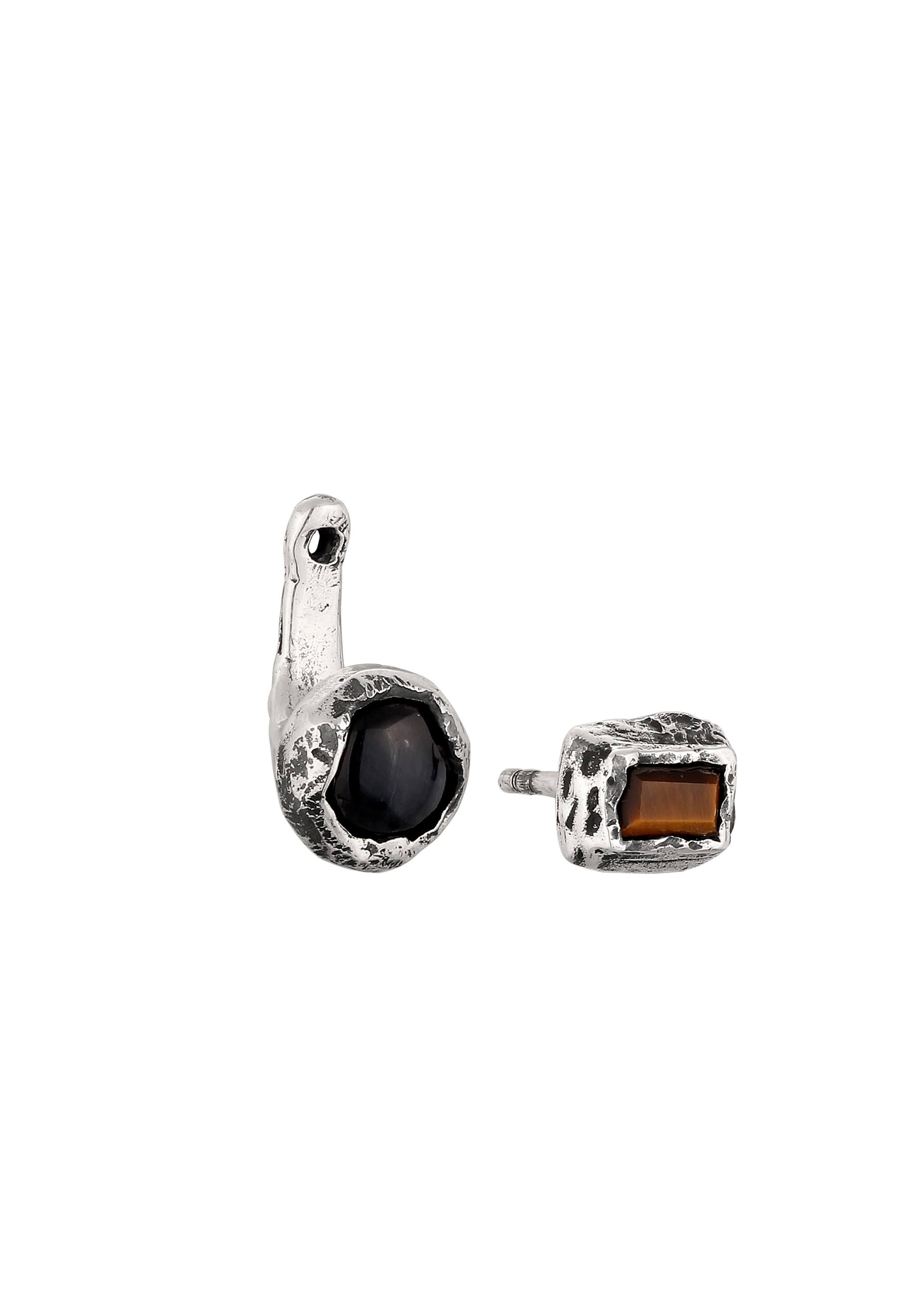 HAZE & GLORY Paar Ohrstecker »Ohrringe Ohrstecker Tigerauge Schwarz Braun 925 Sterling Silber«