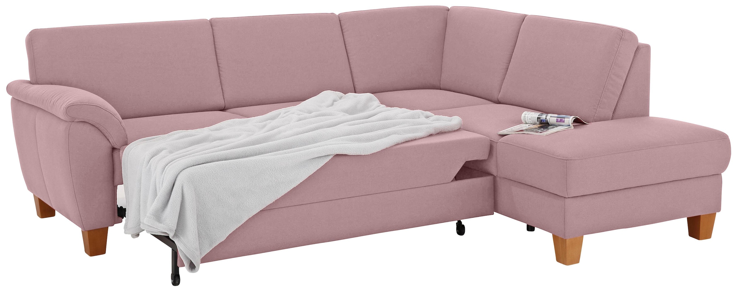 Home affaire Ecksofa »Alta L-Form«, mit Federkern und Kontrastnaht, Füße Buche eichefarben