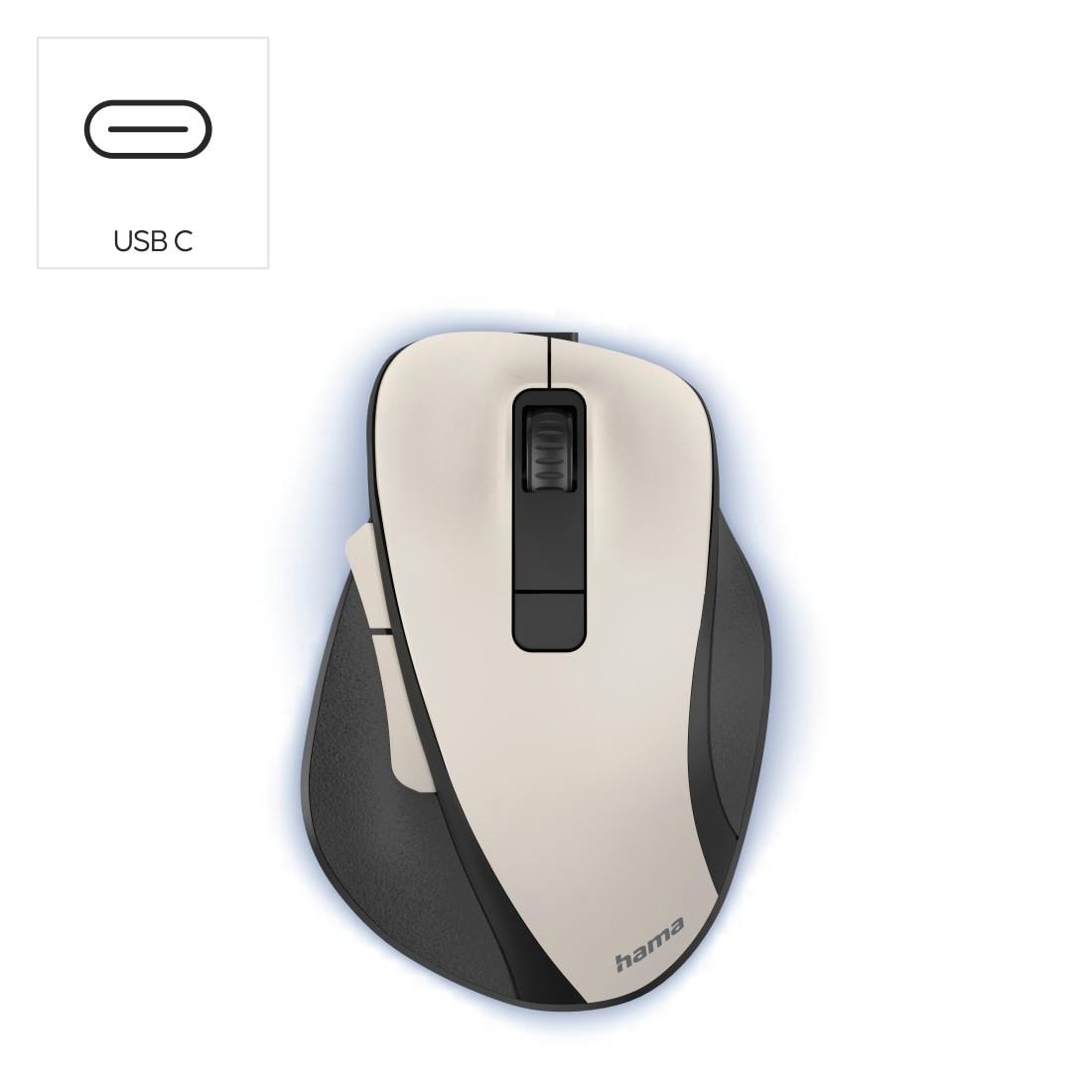 Hama ergonomische Maus »Optische 6 Tasten Funkmaus, ergonomisch, Rechtshänder, leise Tasten«, Funk