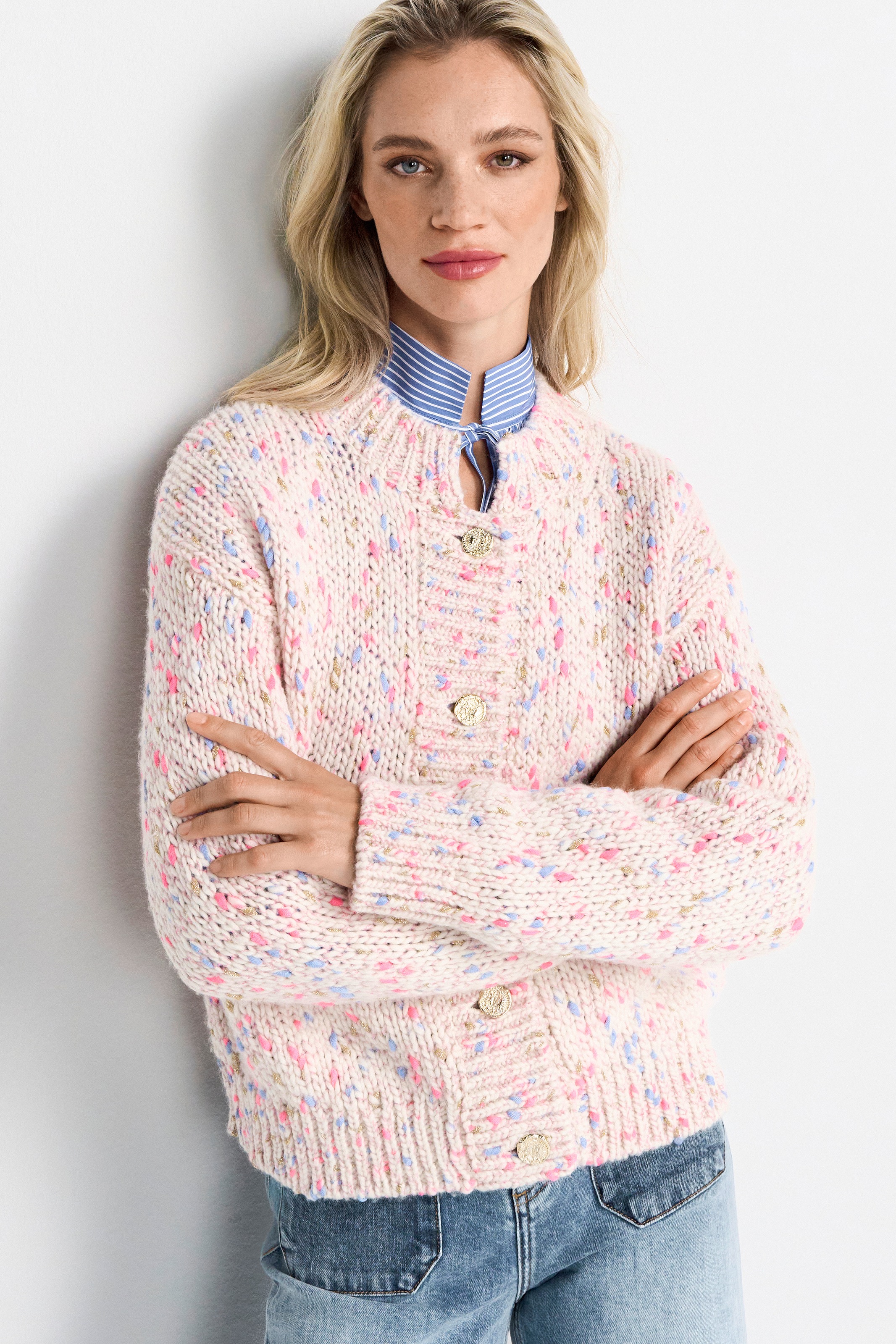 RICHROYAL Strickjacke, Aufgesetzte Taschenklappen; Überschnittene Schulter günstig online kaufen