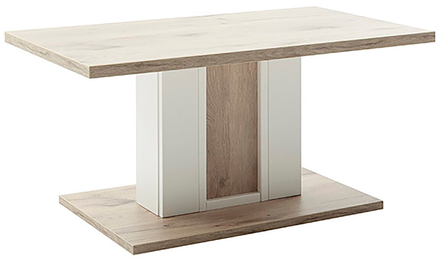 Couchtisch MCA FURNITURE, B:95cm H:45cm T:55cm, weiß, Wohnzimmer, Tische, "SANTERNO Couchtisch mit Säule", Tisch, Soft White/Viking Oak, mit Säule,