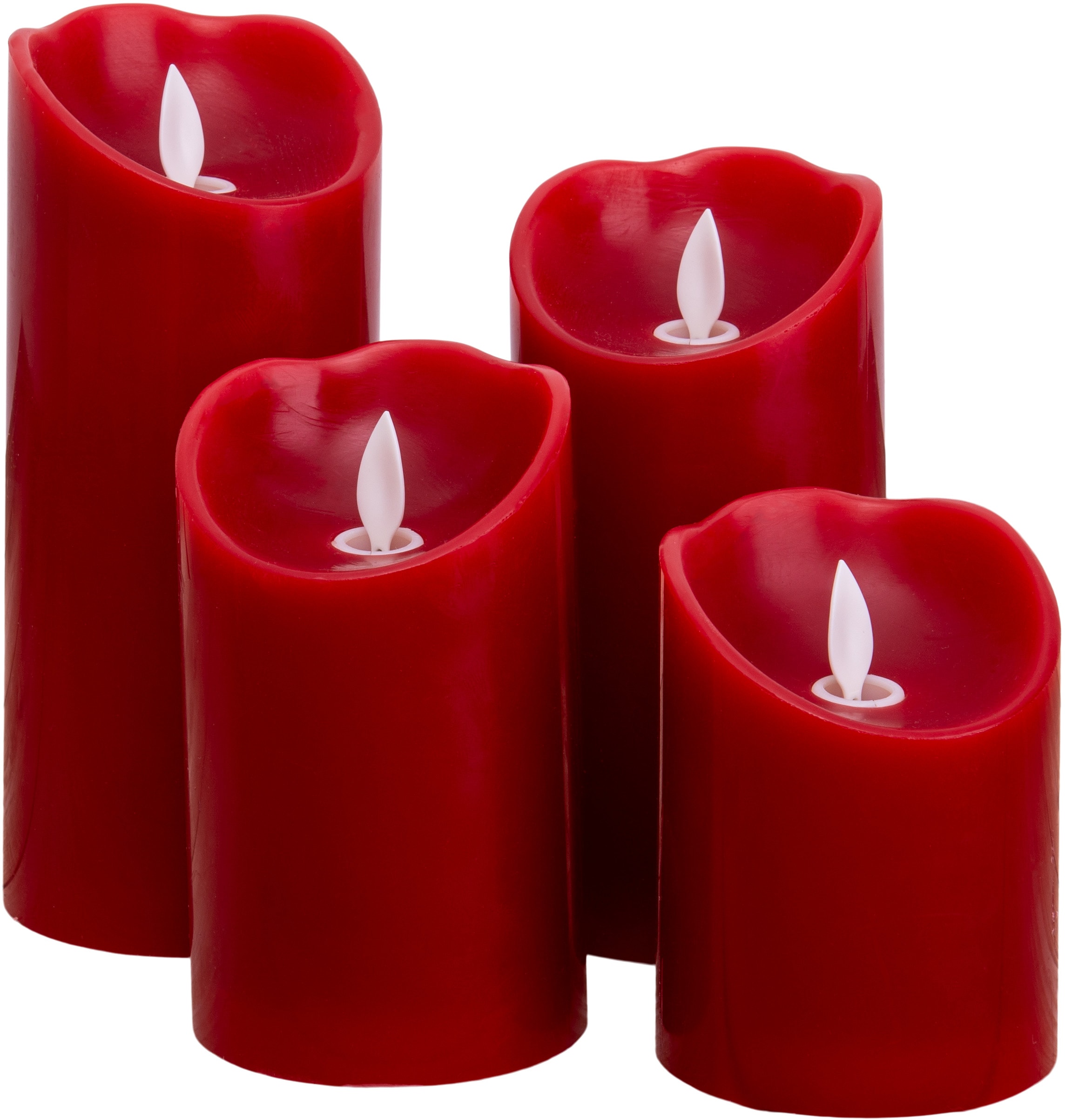 näve Dekolicht »Kerzen«, 1 (Höhe | 7,5cm BAUR 12,5cm Timer 17,5cm) 10cm Ã˜ dimmbar flammig-flammig, 4er 15cm rot Set