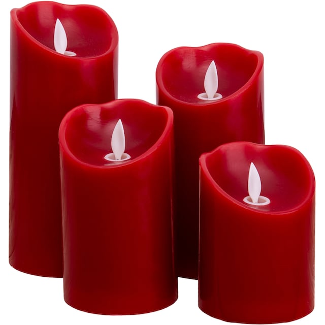 näve Dekolicht »Kerzen«, 1 flammig-flammig, 4er Set (Höhe 10cm 12,5cm 15cm  17,5cm) rot dimmbar Timer Ã˜ 7,5cm | BAUR