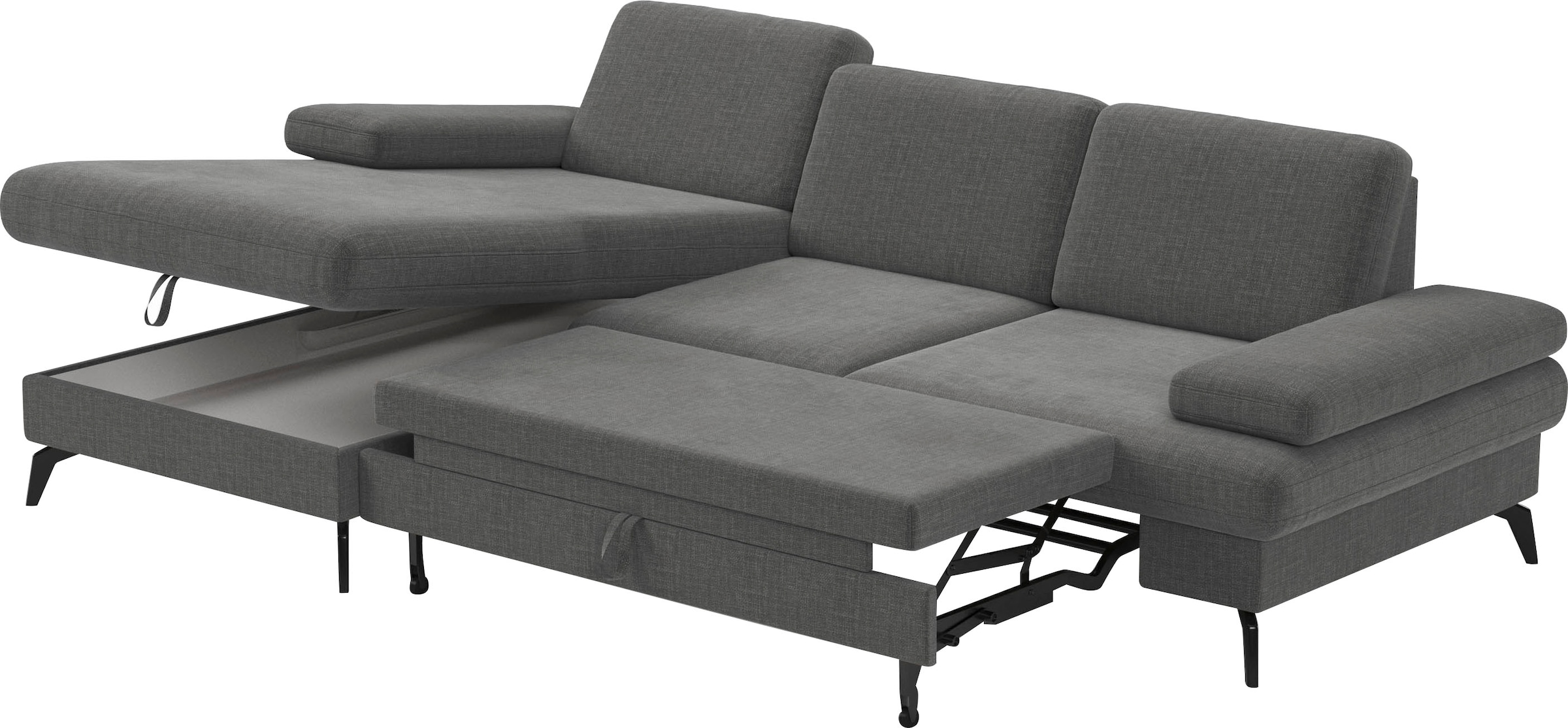 sit&more Ecksofa »Morris L-Form, inkl. Sitztiefenverstellung«, wahlweise mit Armteilverstellung, Bettfunktion & Bettkasten