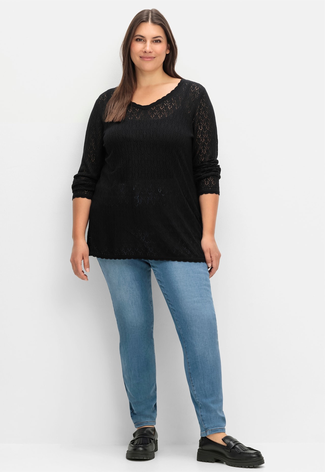 Sheego Strickpullover "V-Ausschnitt-Pullover" günstig online kaufen