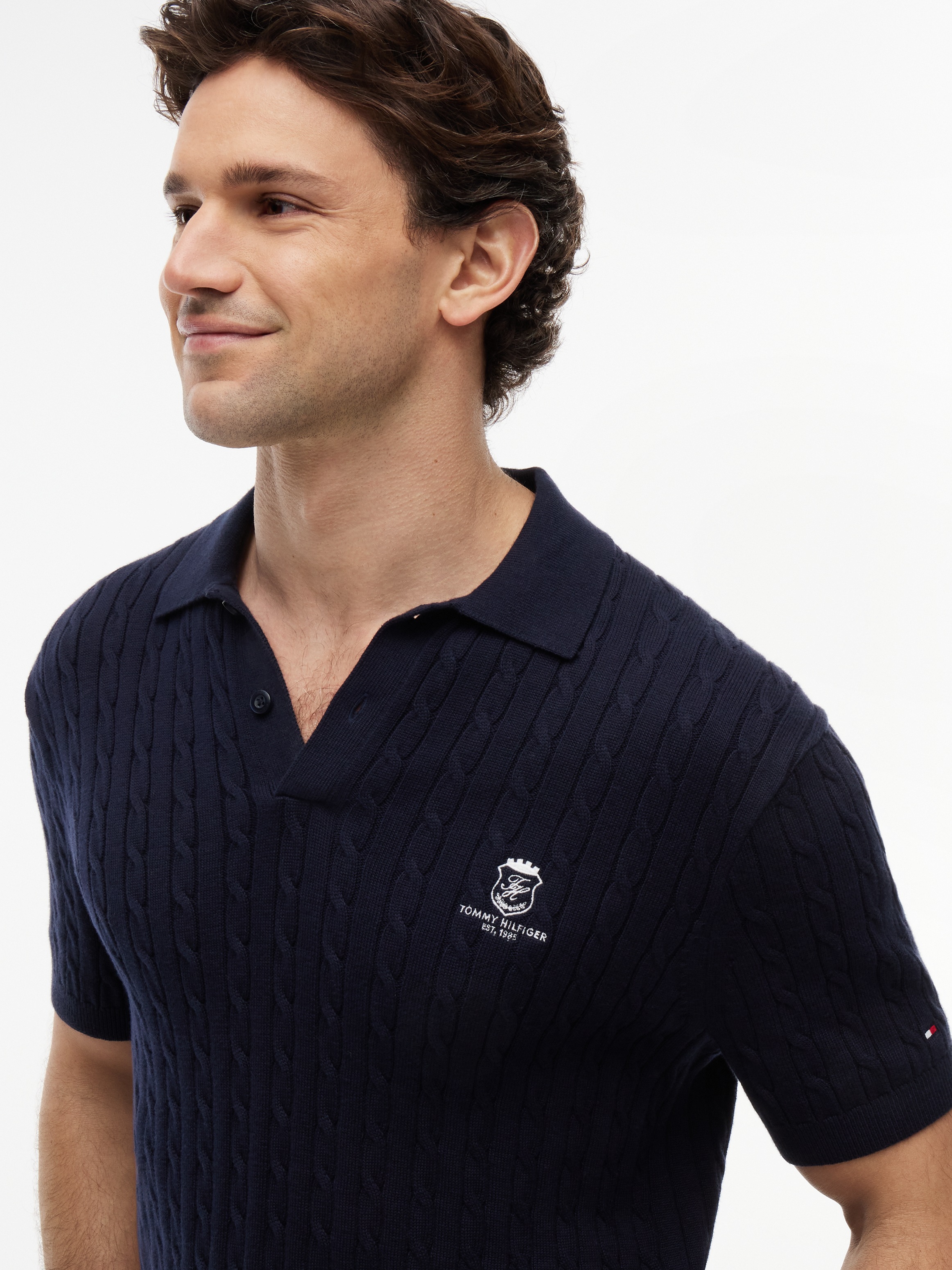Tommy Hilfiger Poloshirt »CABLE SHORT SLEEVE POLO« regular fit, Zopfmuster