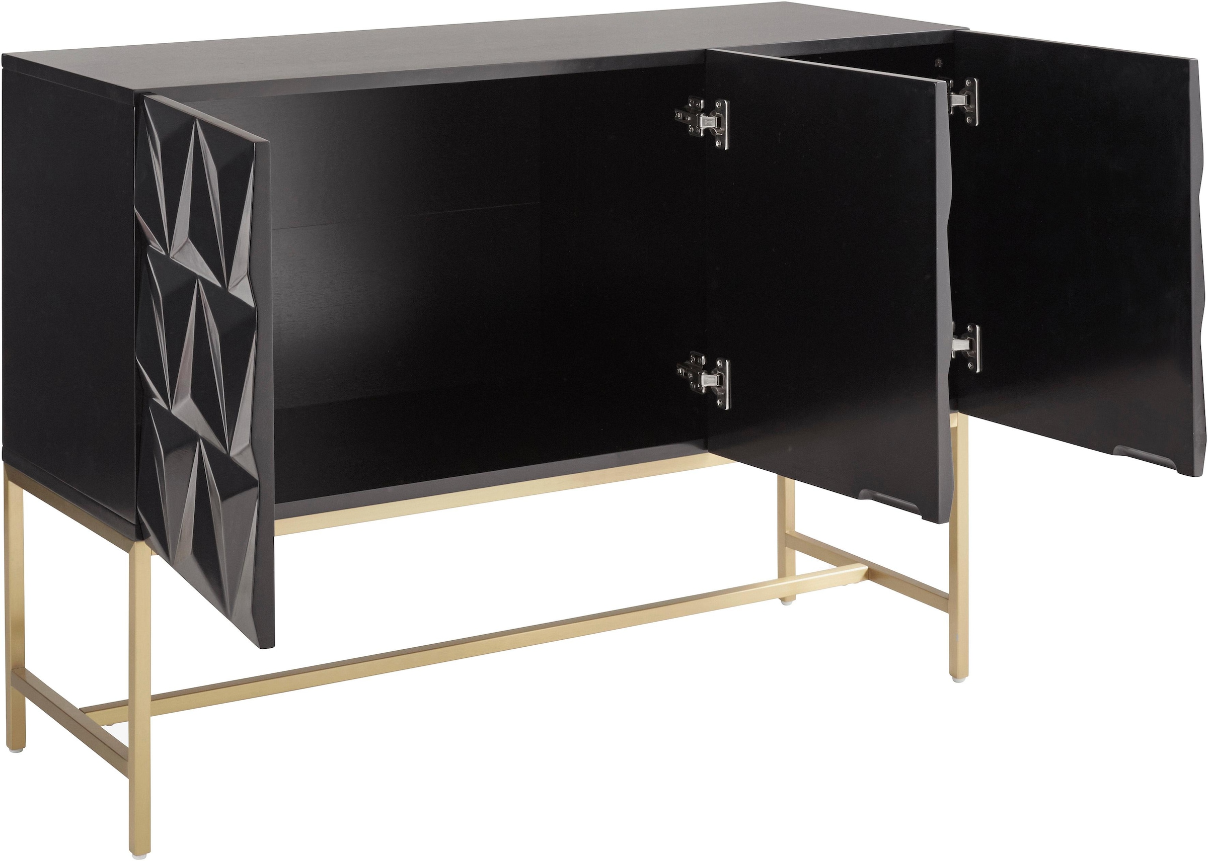 Leonique Sideboard »Rovuma«, in 3D-Optik und goldfarbenem Metallgestell