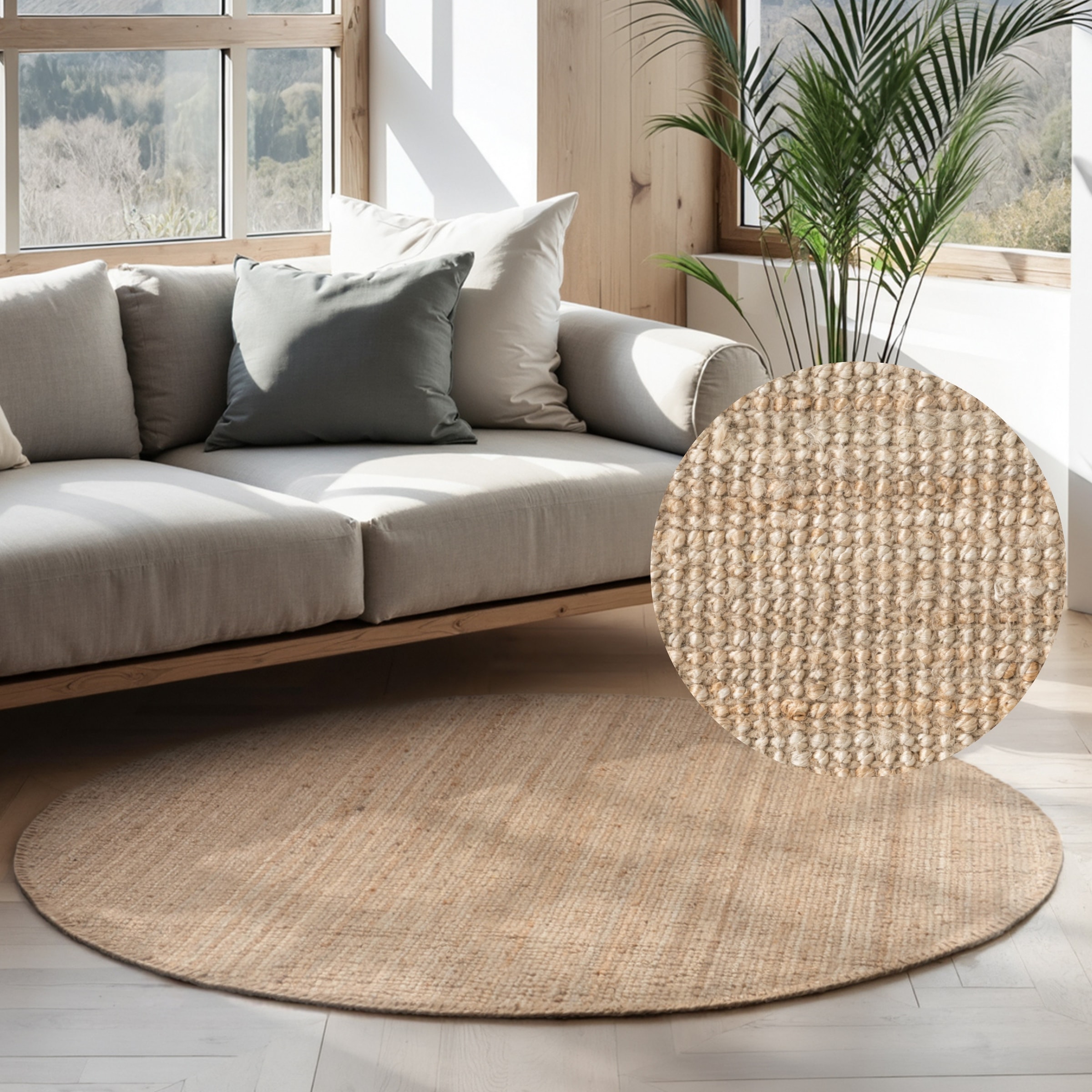 HANSE Home Teppich "Jaipur Juteteppich, als Läufer und in Rund" rund 10 mm Höhe 100% Naturfaser, Wohnzimmer, Esszimmer, Schlafzimmer, GRS