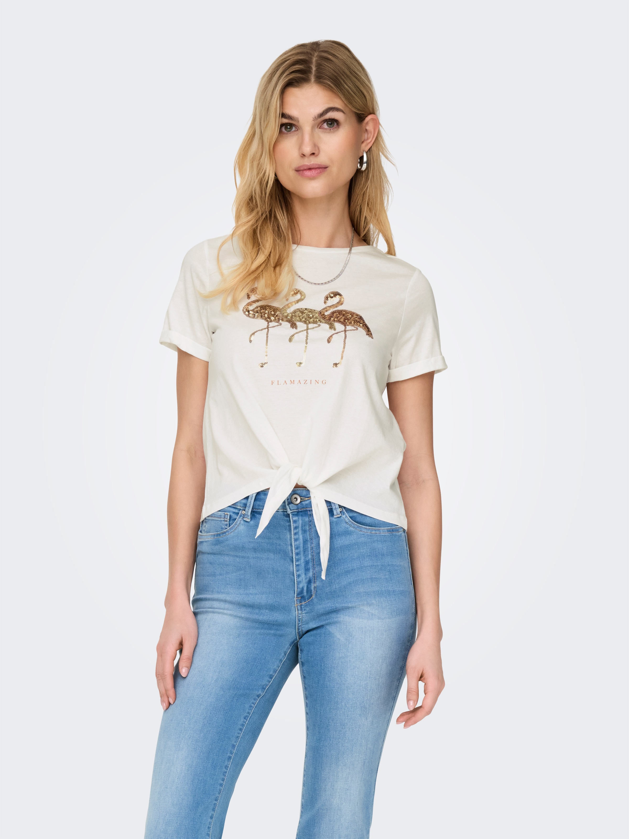 ONLY Kurzarmshirt "ONLDORA S/S KNOT FOLD-UP TOP JRS" günstig online kaufen