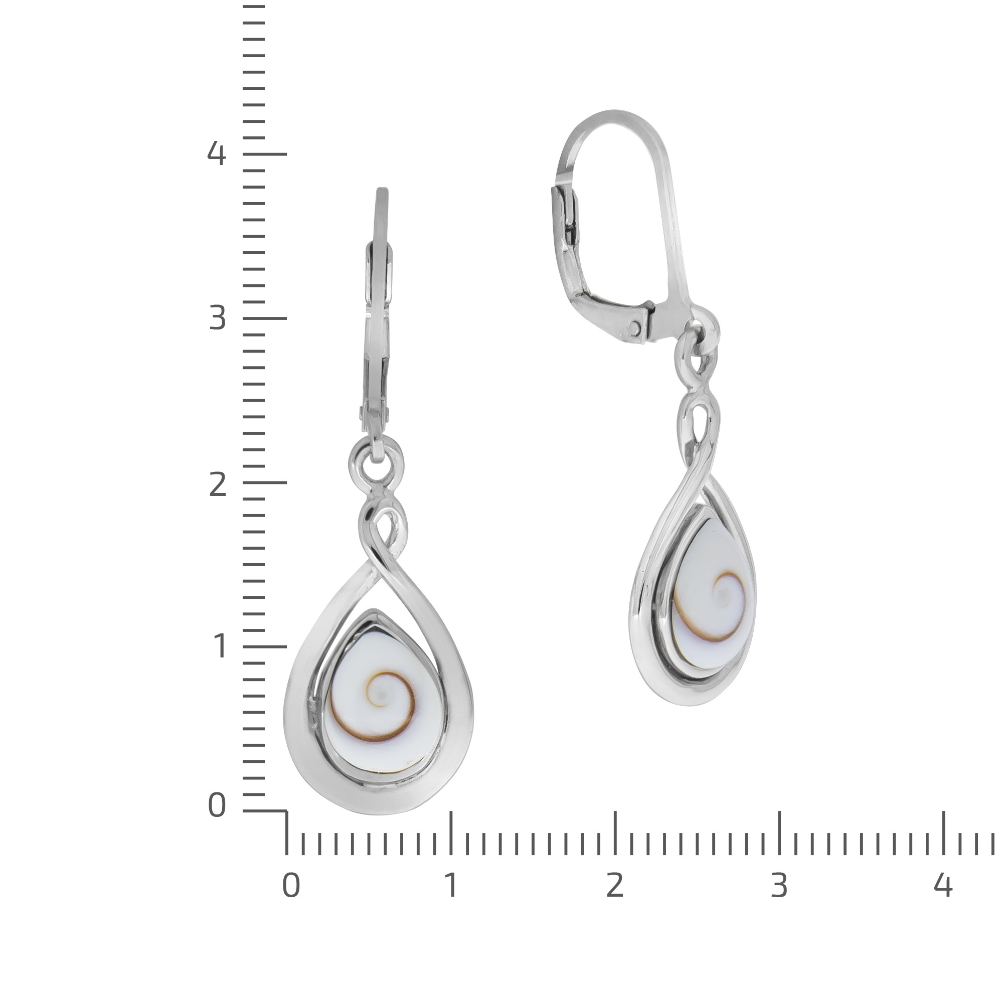 Zeeme Paar Ohrhänger »Silber 925 rhodiniert mit weißer Muschel 35mm lang«