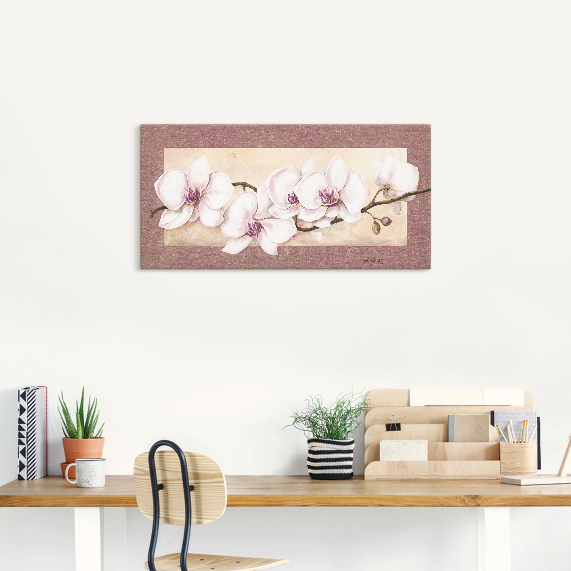 Artland Wandbild »Orchideenzweig_in Beerentönen«, Blumen, (1 St.), als Alubild, Outdoorbild, Leinwandbild in verschied. Größen