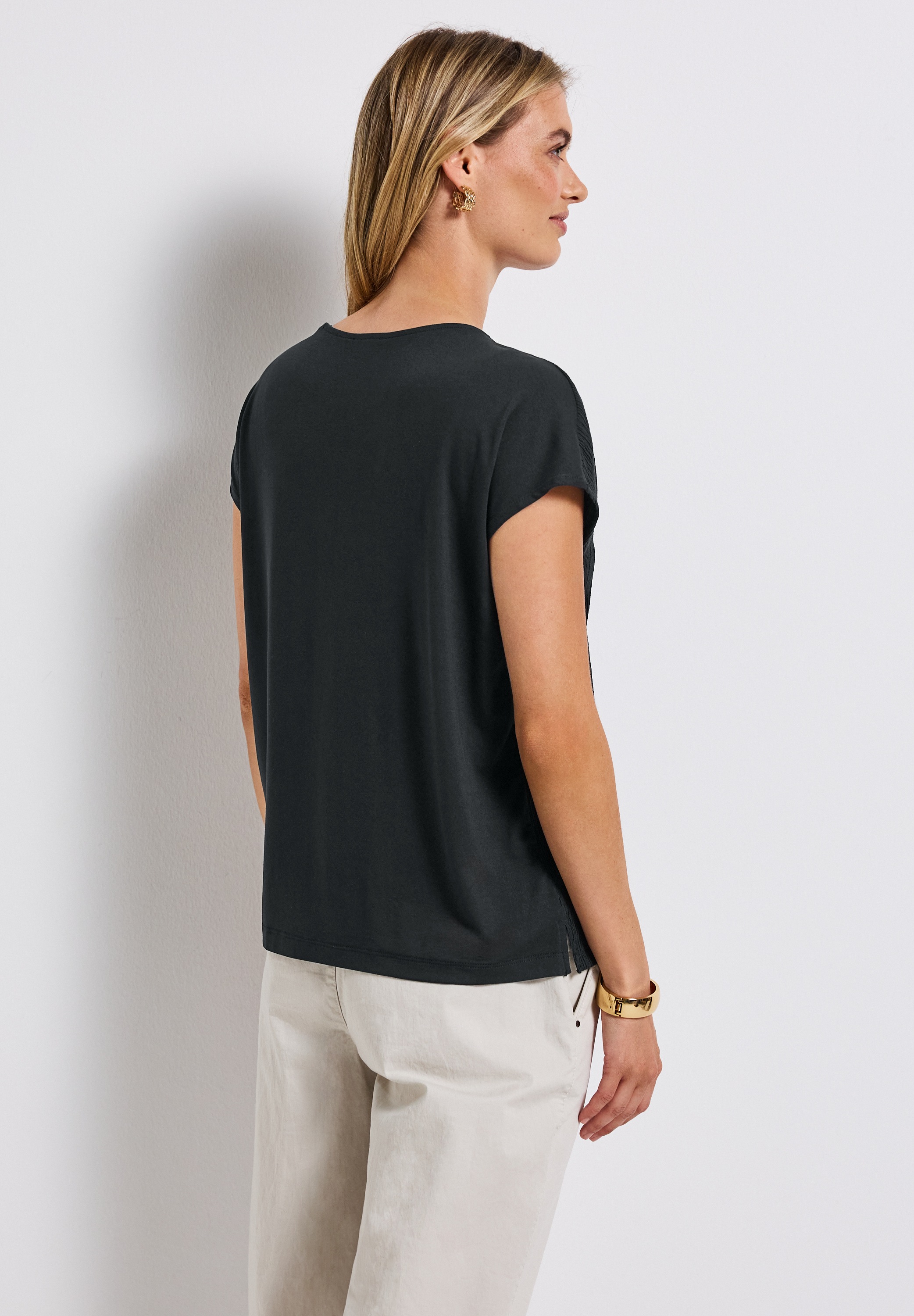 STREET ONE T-Shirt, mit dekorativen Bändchen günstig online kaufen