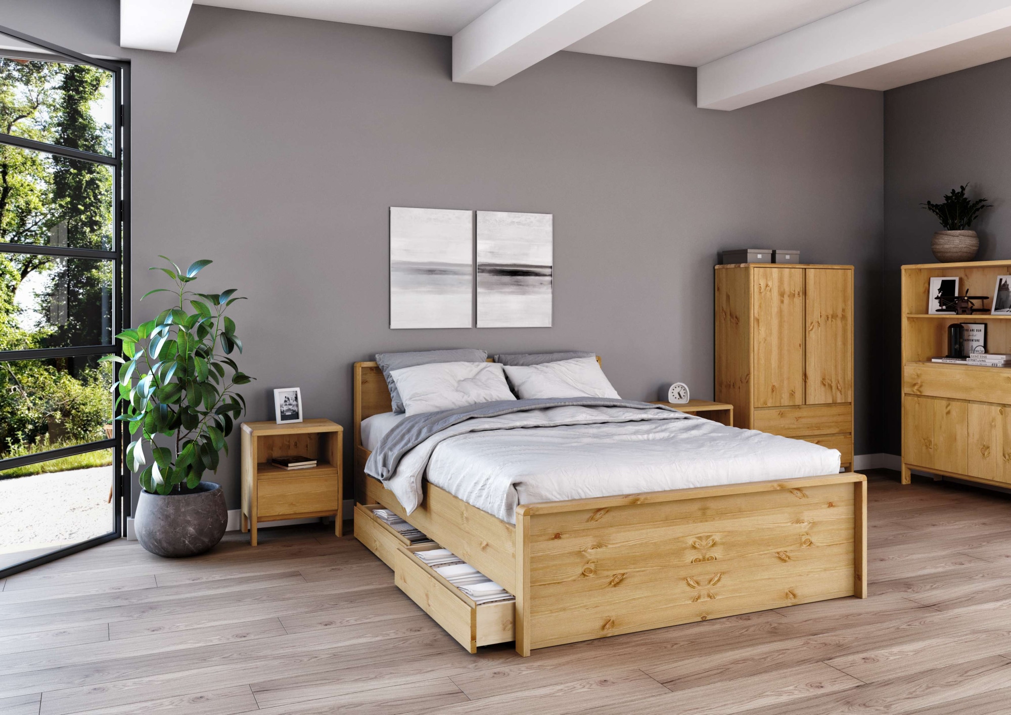 Home affaire Massivholzbett »Luven, hohe Belastbarkeit! FSC® zertifiziertes Massivholz«, (Breite/Belastbarkeit 180cm/220 KG, 140cm/180 KG), aus massiver Kiefer im schlichten Design