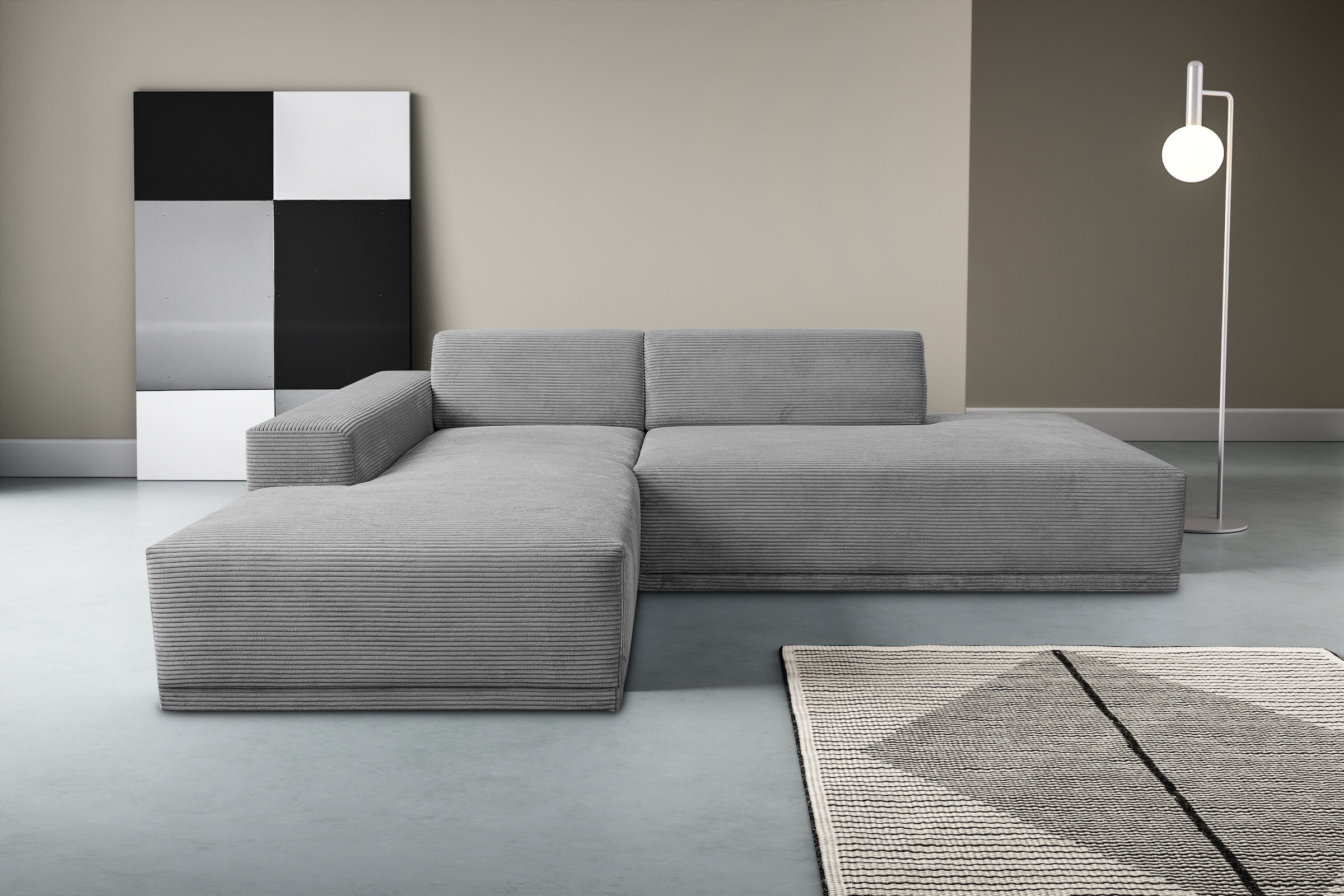 WERK2 Ecksofa "Apollo, hoher Sitzkomfort, aktuelles Design, Breite 264cm, L günstig online kaufen