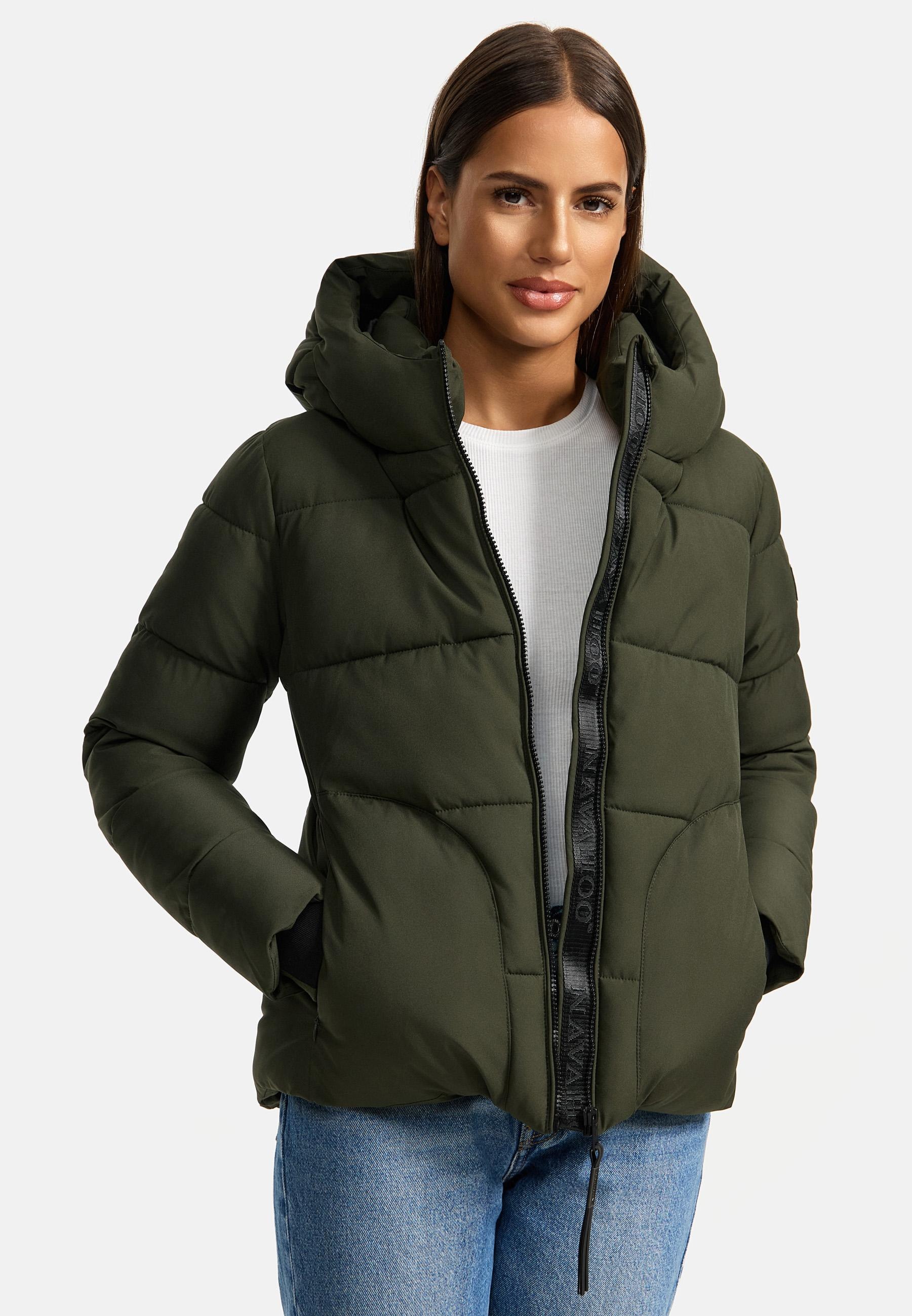 Navahoo Steppjacke »Lachperle XIV«, mit Kapuze, Kurze gesteppte Damen Winterjacke mit hohem Kragen und Kapuze