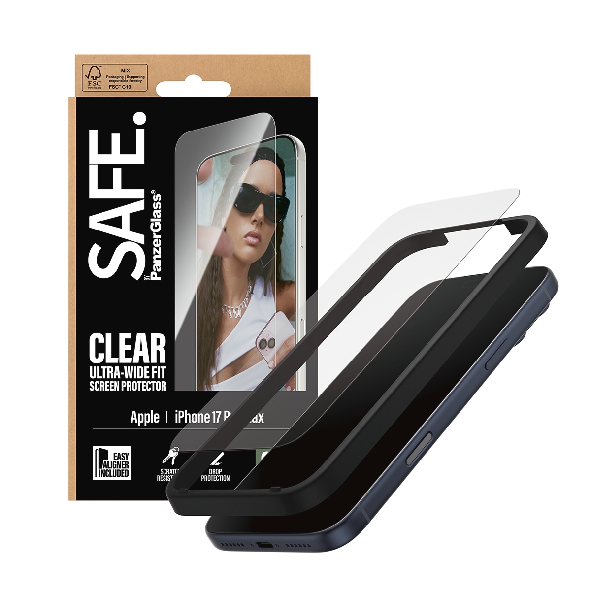 SAFE by PanzerGlass Displayschutzglas »Ultra-Wide Fit Screen Protector«, für Apple iPhone 17 Pro Max, Displayschutzfolie, Schutzfolie, Bildschirmschutz, kratz- & stoßfest