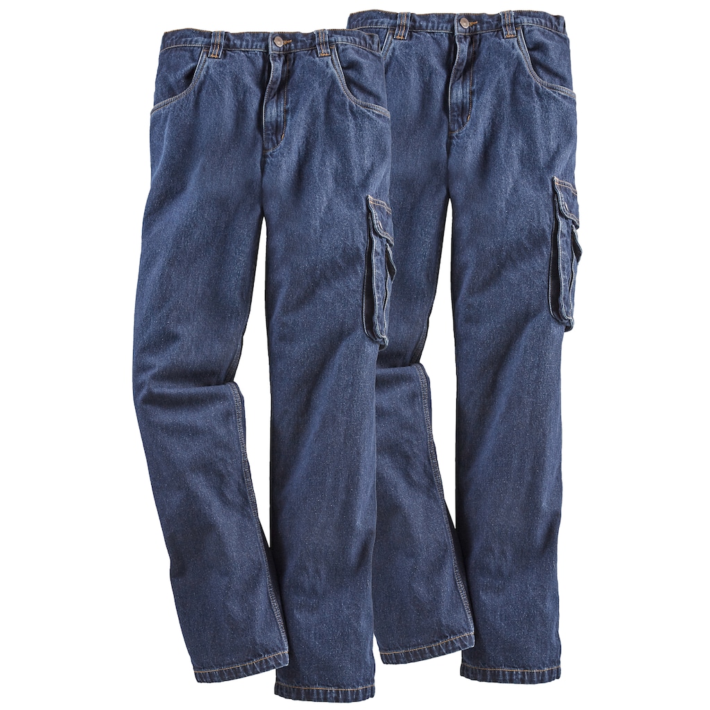 Northern Country Arbeitshose »Jeans Worker«, (2 tlg., 2er-Pack, aus 100% Baumwolle), Arbeitjeans mit dehnbarem Bund mit 8 praktischen Taschen