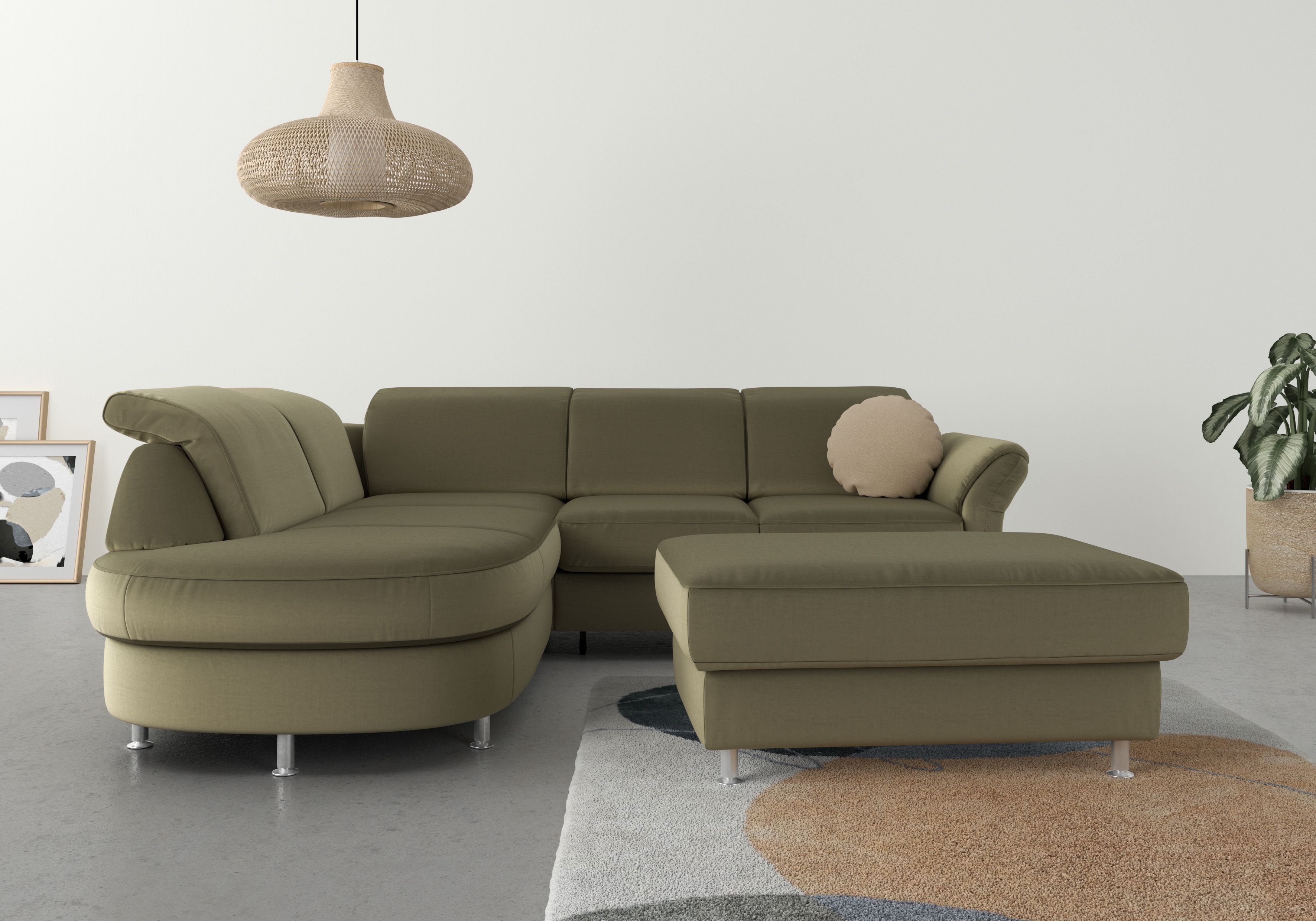 sit&more Ecksofa "Apulia L-Form" wahlweise Schlaffunktion, Bettkasten und Kopf- und Armteilverstellung