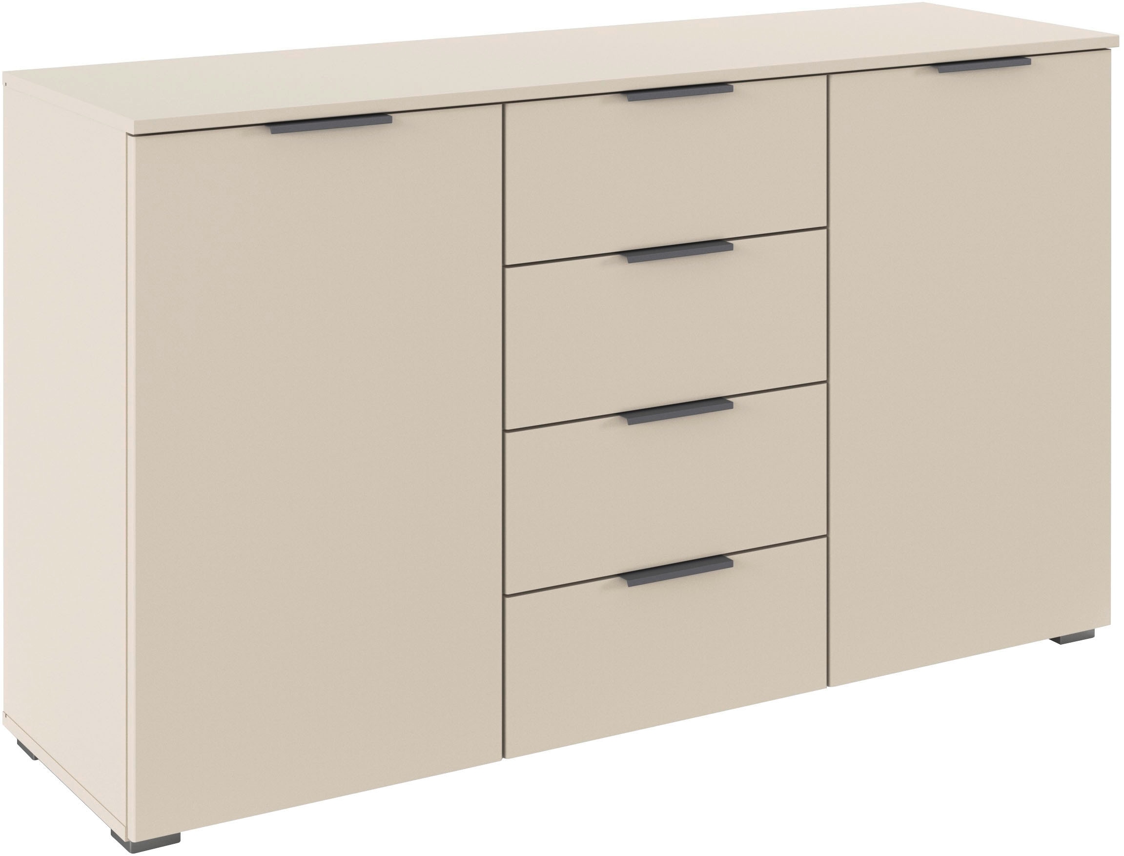 OTTO home Kombikommode "Sideboard Schubladenkommode AGORDO mit Dekor- oder Hochglanzfront" in zwei Griff-Farben, Breite 120 cm, vier große Schubladen, mit insgesamt 4 Einlegeböden MADE IN GERMANY