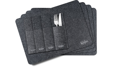 Platzset, (Set, 4 Platzdecken, 4 Bestecktaschen, 4 Untersetzer)