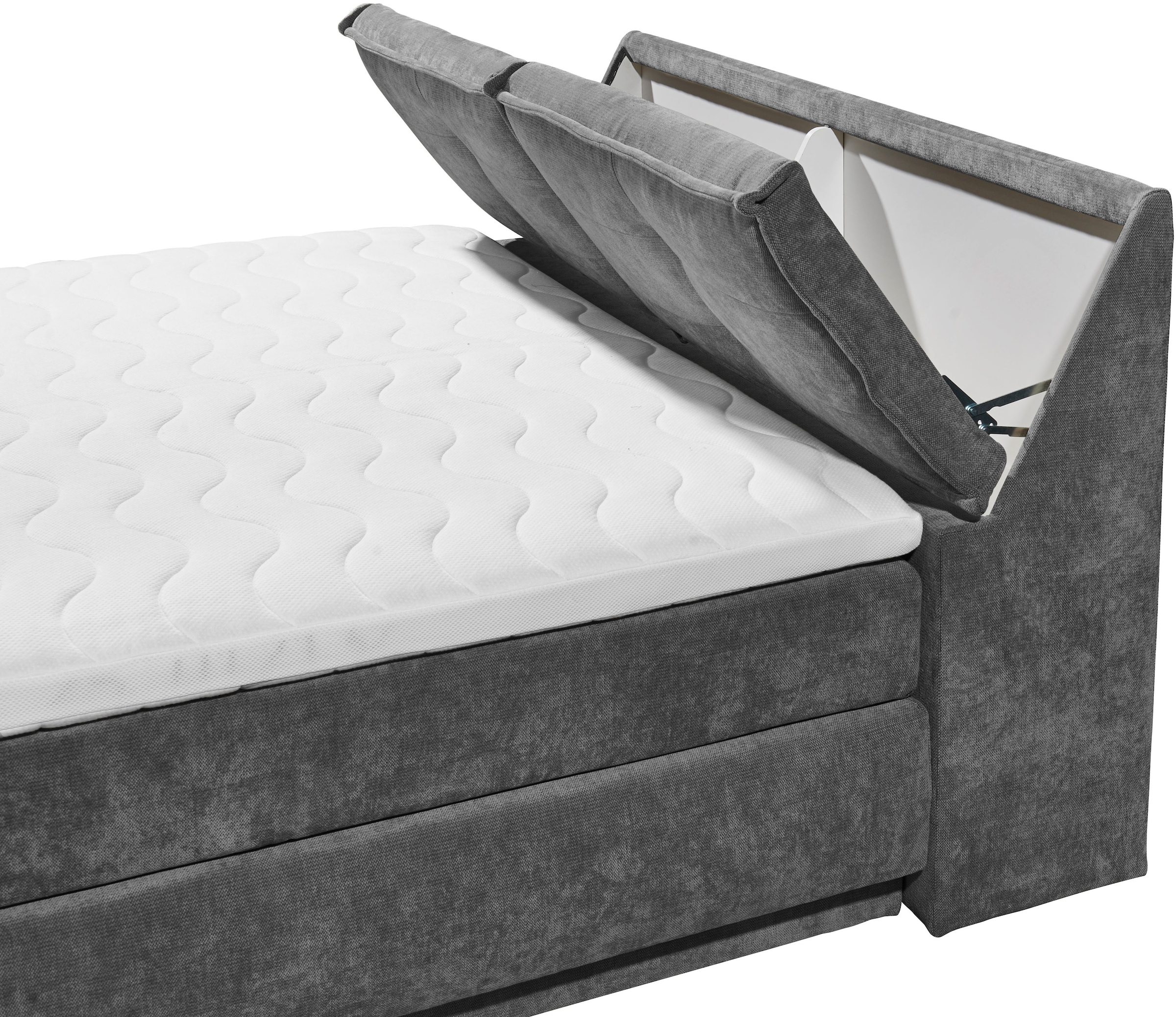 ED EXCITING DESIGN Boxspringbett »Tofino 180x200 mit Duo Matratze« 6 cm Gelkomfort-Topper, H3/H4, Bettkasten & Kopfteil-Stauraum