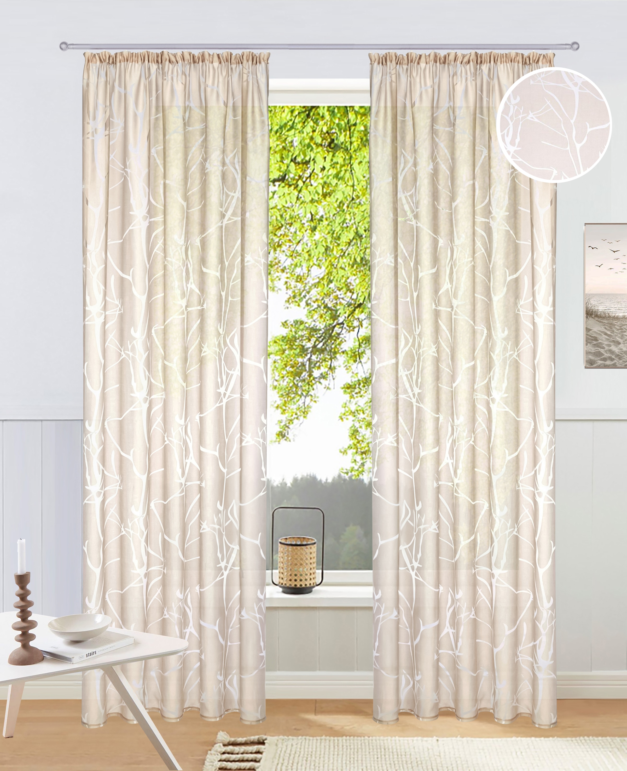 OTTO home Gardine "Anna" Kräuselband 1 Stk. tlg. Viskose, Polyester, Äste-M günstig online kaufen