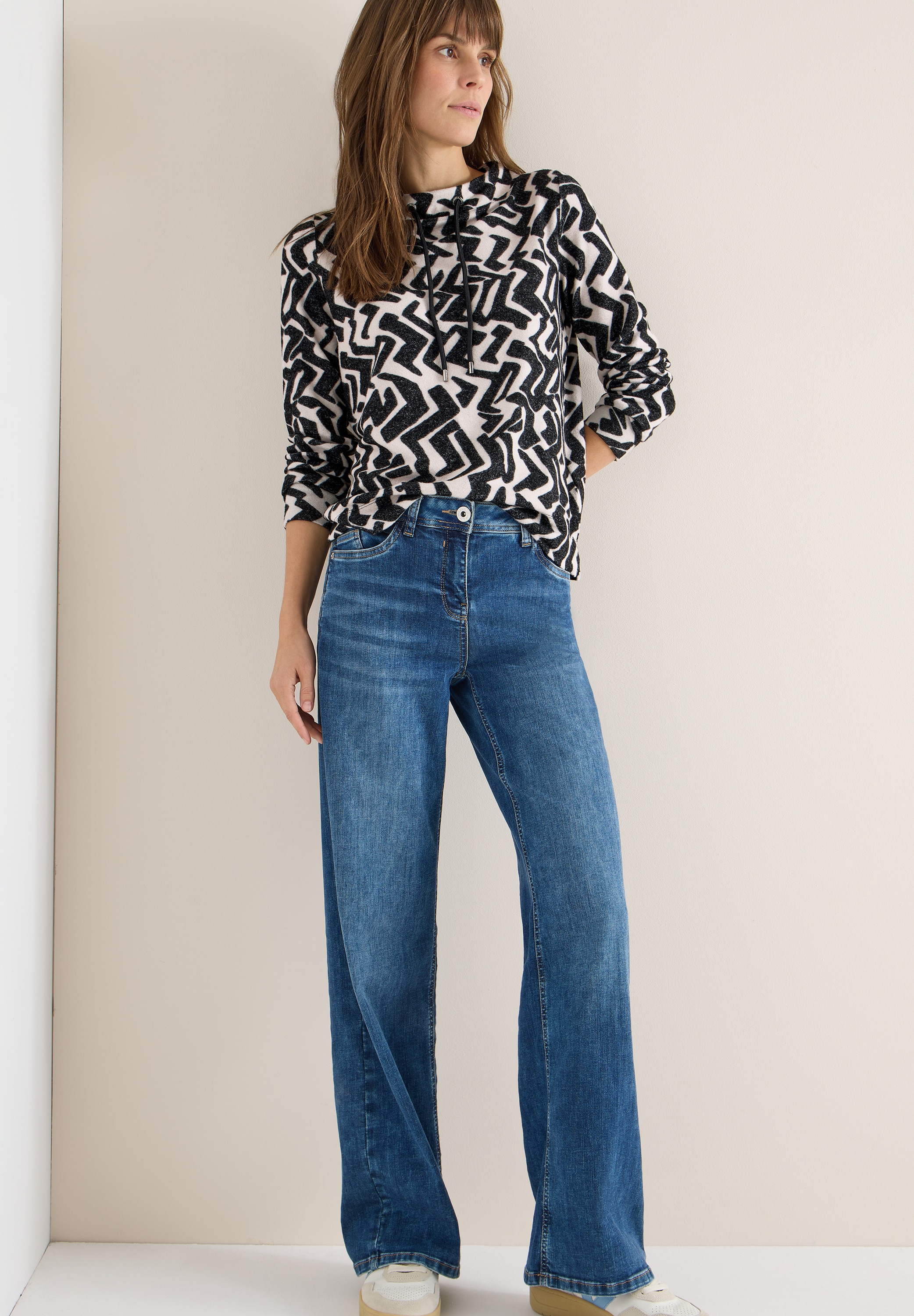 Cecil Stehkragenpullover mit Grafikmuster