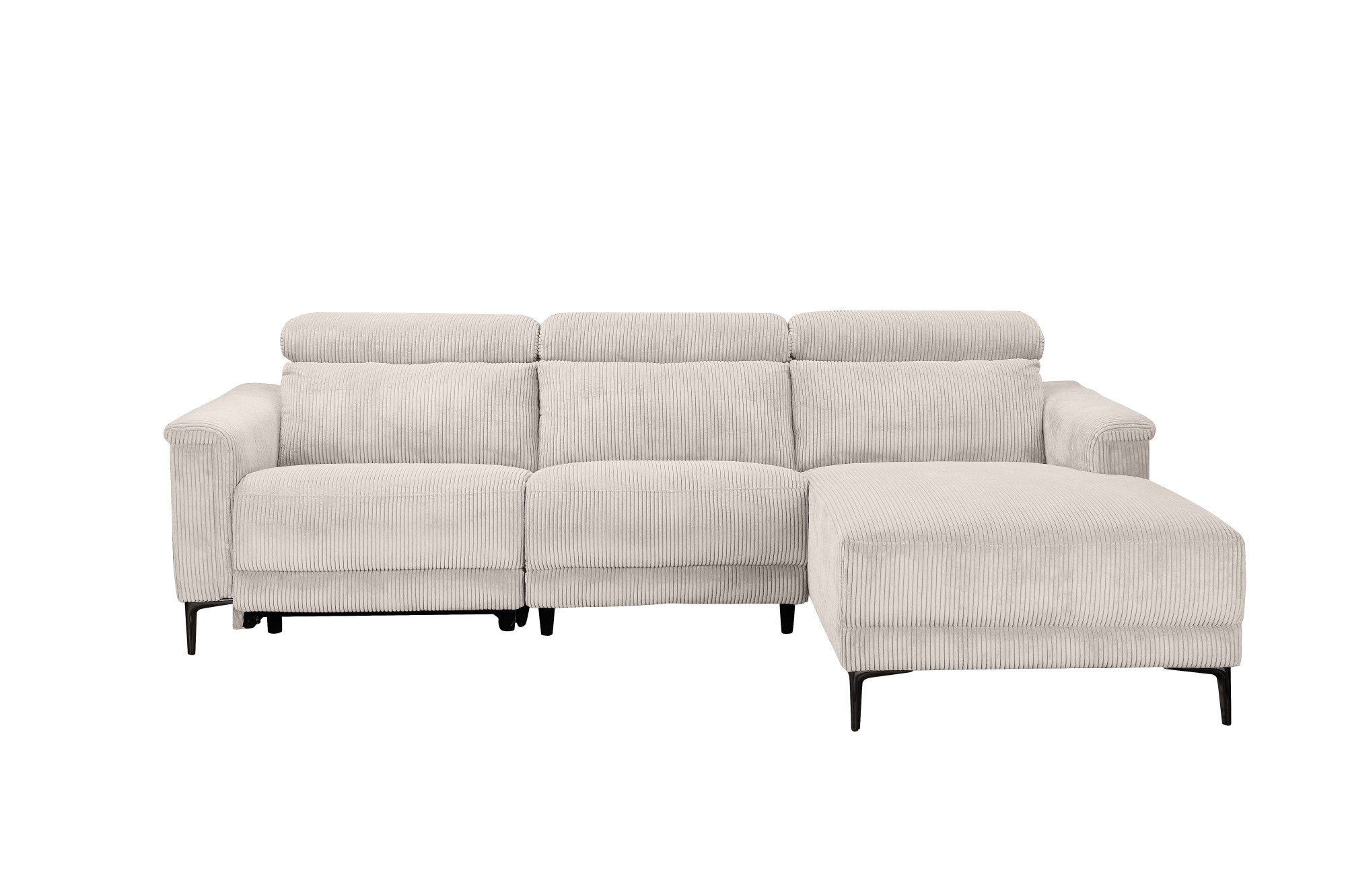 Places of Style Ecksofa »Lund in Cord, L-Form, 261 cm, mit manueller«, o. elektrischer Relaxfunktion, USB, Kopfteilverstellung