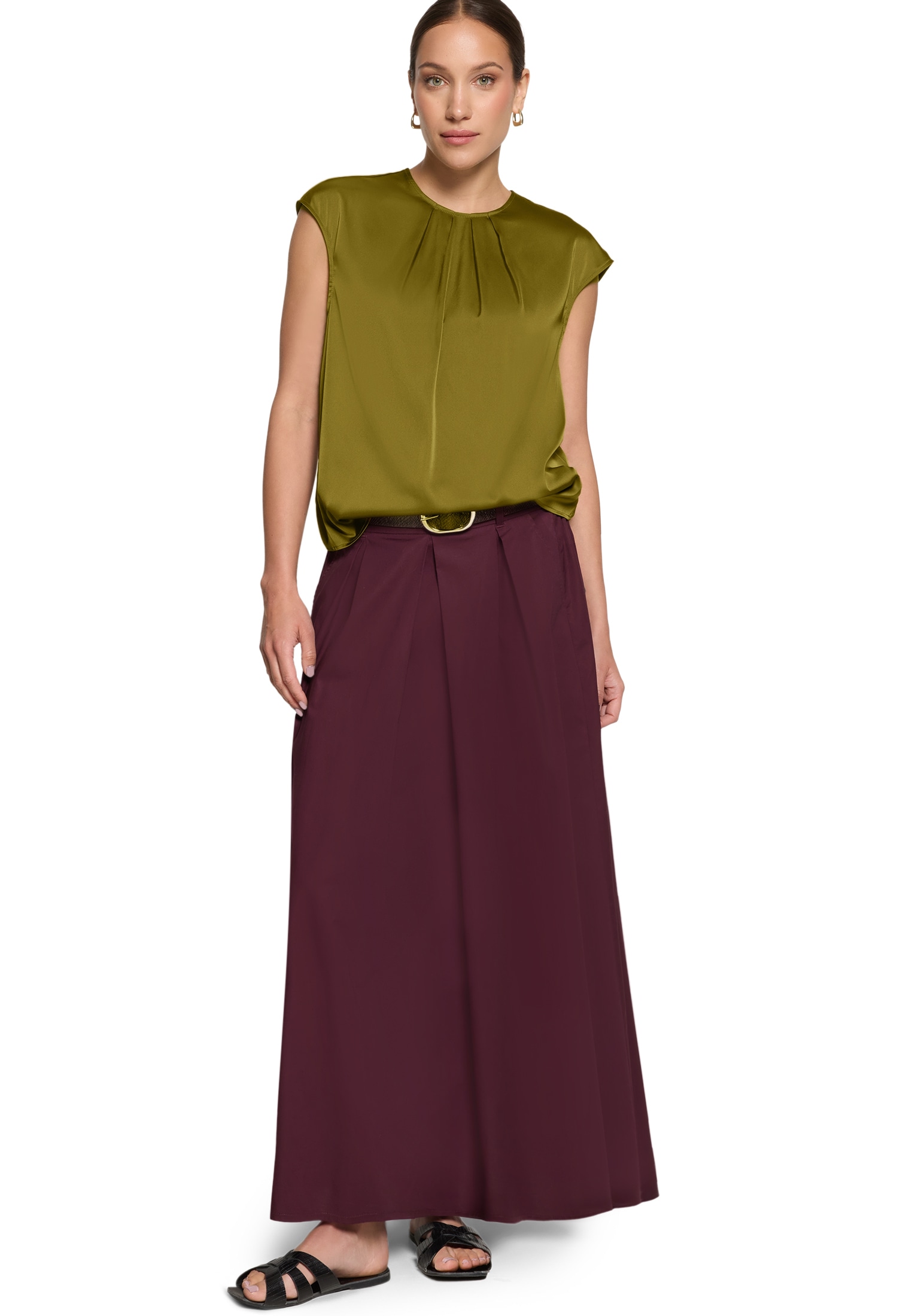 Zero Satinbluse »Damen mit Rundhalsausschnitt«