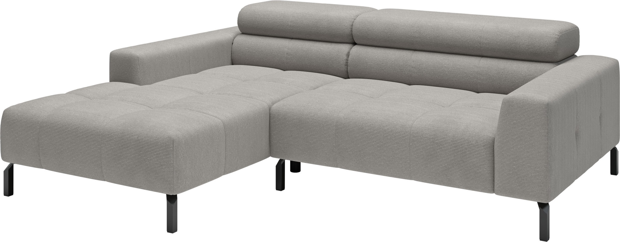 Ecksofa HOME AFFAIRE "Ecksofa Claya, L-Form, Kopfteilverstellung, Breite 223 cm", grau, B:223cm H:71cm T:179cm, 95% Polyester, 5% Nylon, Sofas, Ecksofa, Moderne Steppung, weicher Polsteraufbau & saugroboterfreundliche Höhe 8