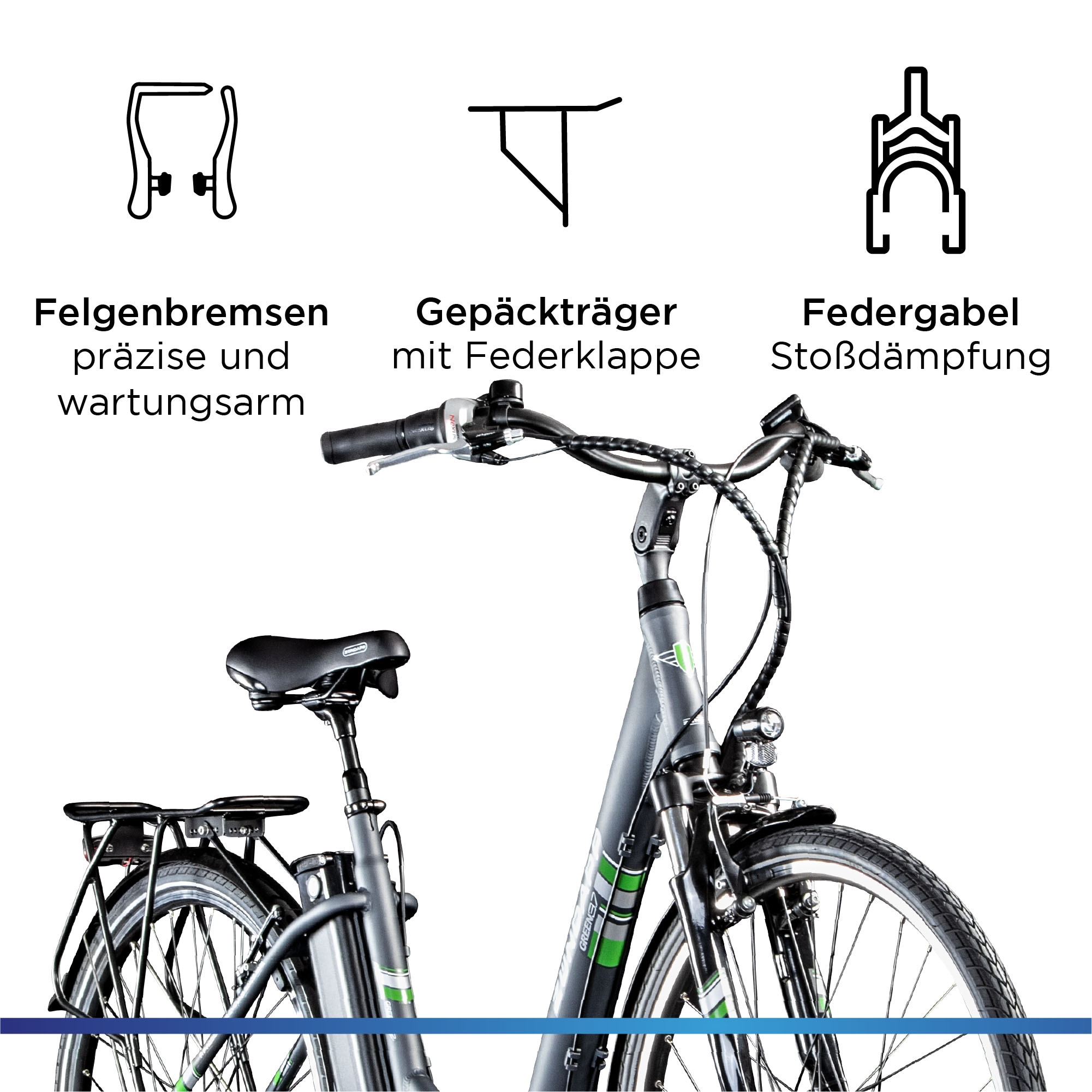 Zündapp E-Bike »Green 3.7«, 7 Gang, Frontmotor 250 W, Pedelec, Elektrofahrrad für Damen u. Herren