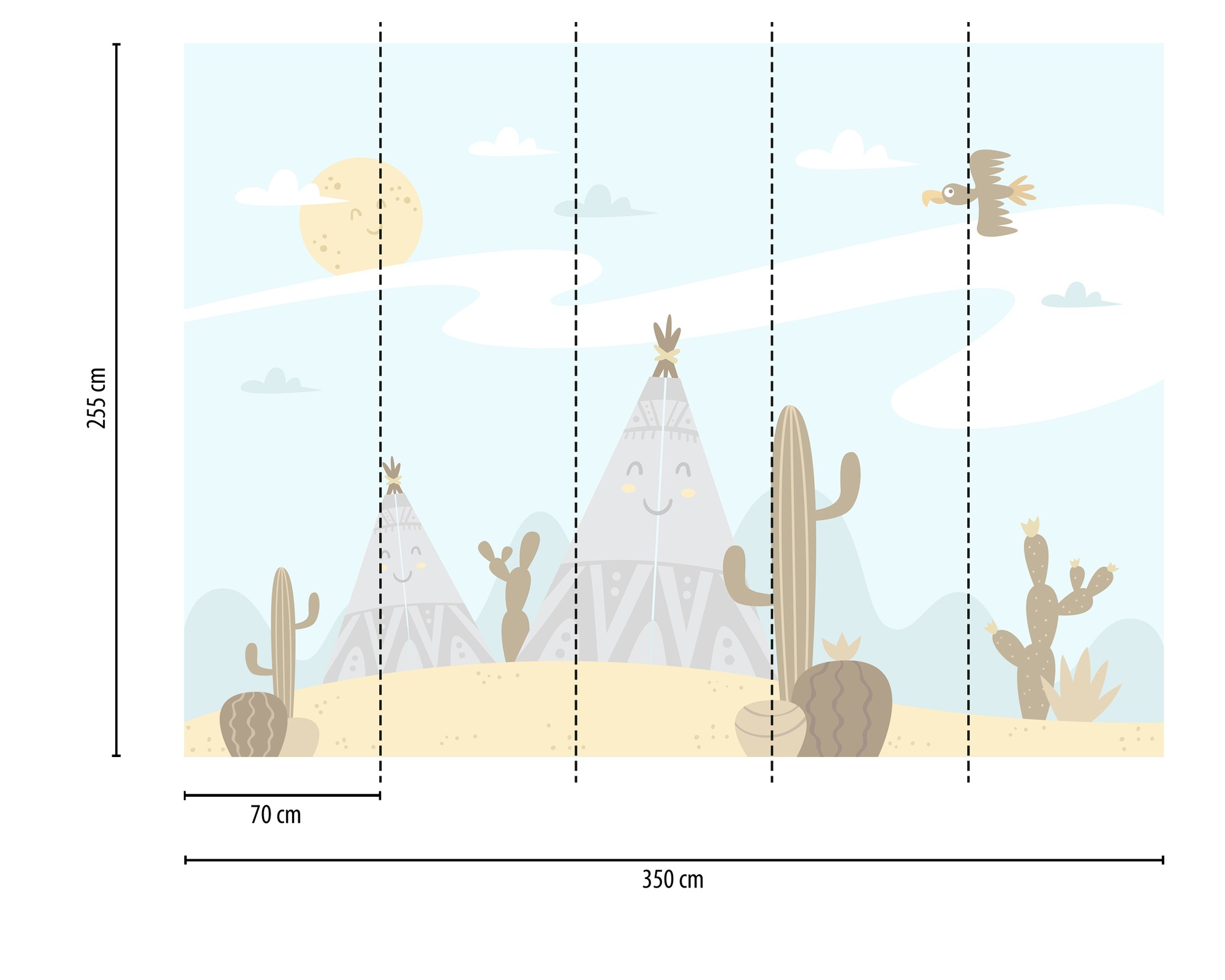 A.S. Création Vliestapete »Kinderzimmer Tapete Wüste Hellblau Beige« matt strukturiert